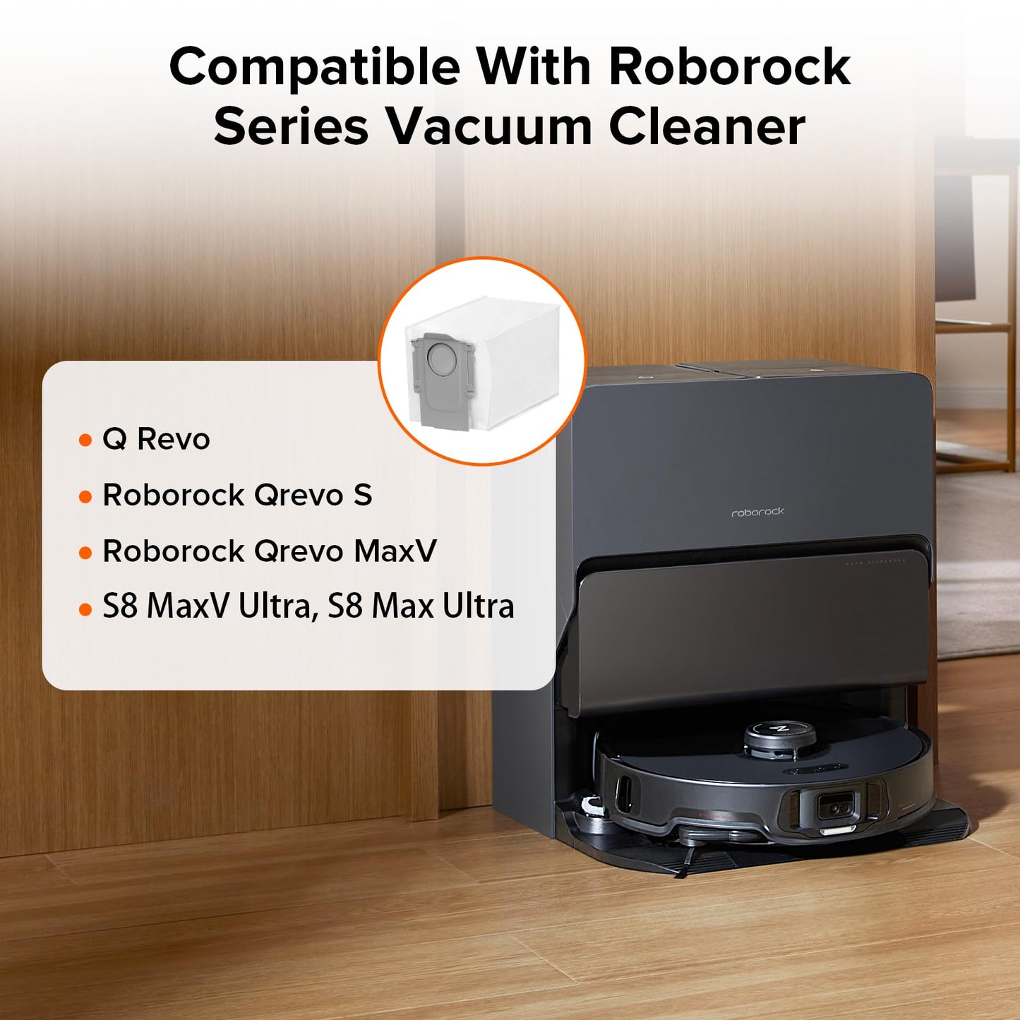 roborock 6 Packs Disposable Dust Bags for Qrevo S Pro, Qrevo S5V, QV 35A QRevo series, S8 Max(V) Ultra, QrevoMaxV, QrevoPro, Qrevo Curv, Qrevo Curv S5X, Qrevo Edge, Saros 10 Robot Vacuum