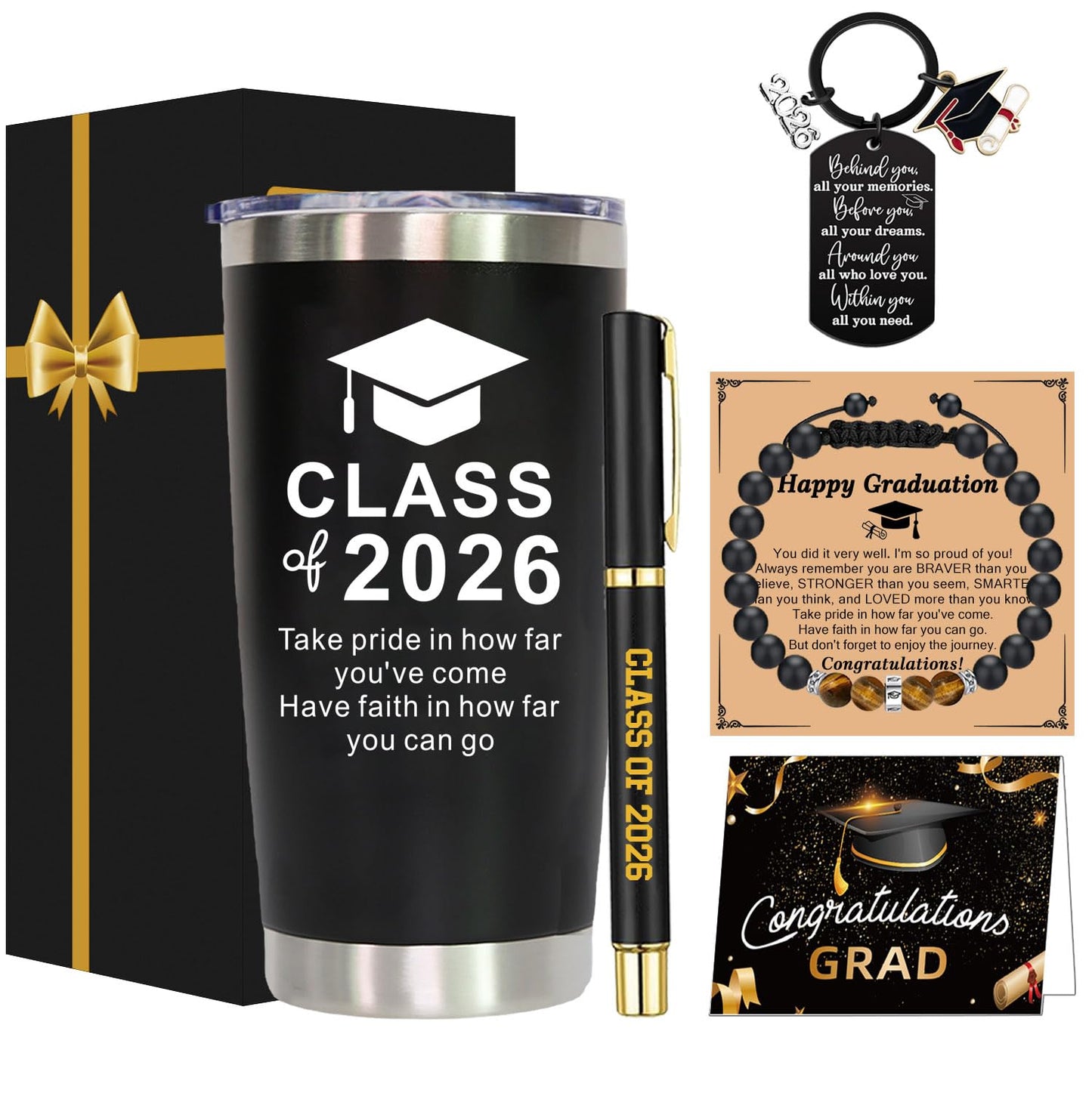 Graduation Gifts, Class of 2026 Graduation Travel Tumbler for Him Her, Inspirational 2026 Grad Gifts for High School Colleage Students Daughter Son Friends Women Men Master Gifts(Black)