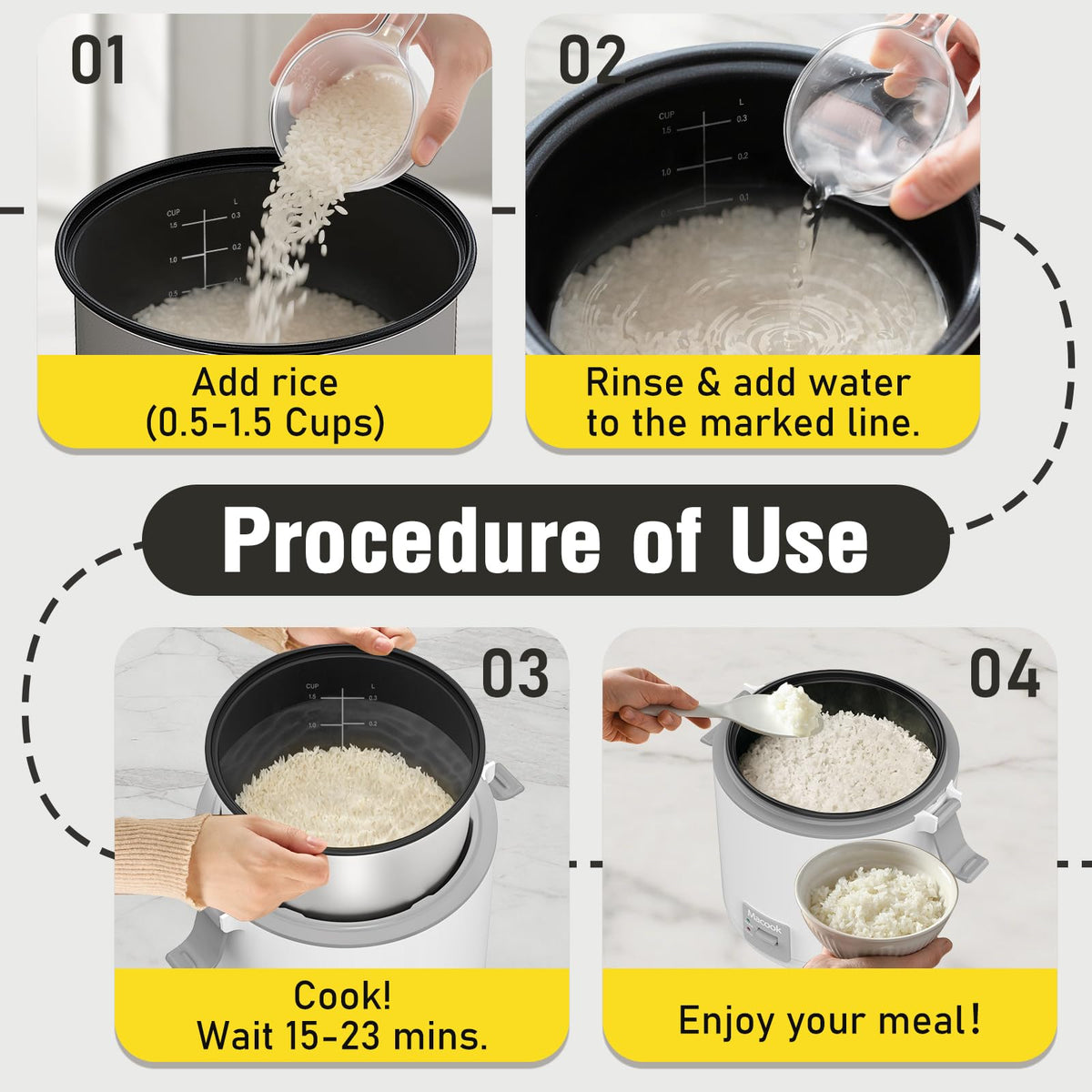 Rice Cooker Small 1-1.5 Cups Uncooked(3 Cups Cooked), Compact Cooker with Bento Box, Removable Nonstick Pot, One Touch&Keep Warm Function, Portable Rice Cooker for Soup Grain Oatmeal Veggie (0.3L-Gray-with Bento Box)