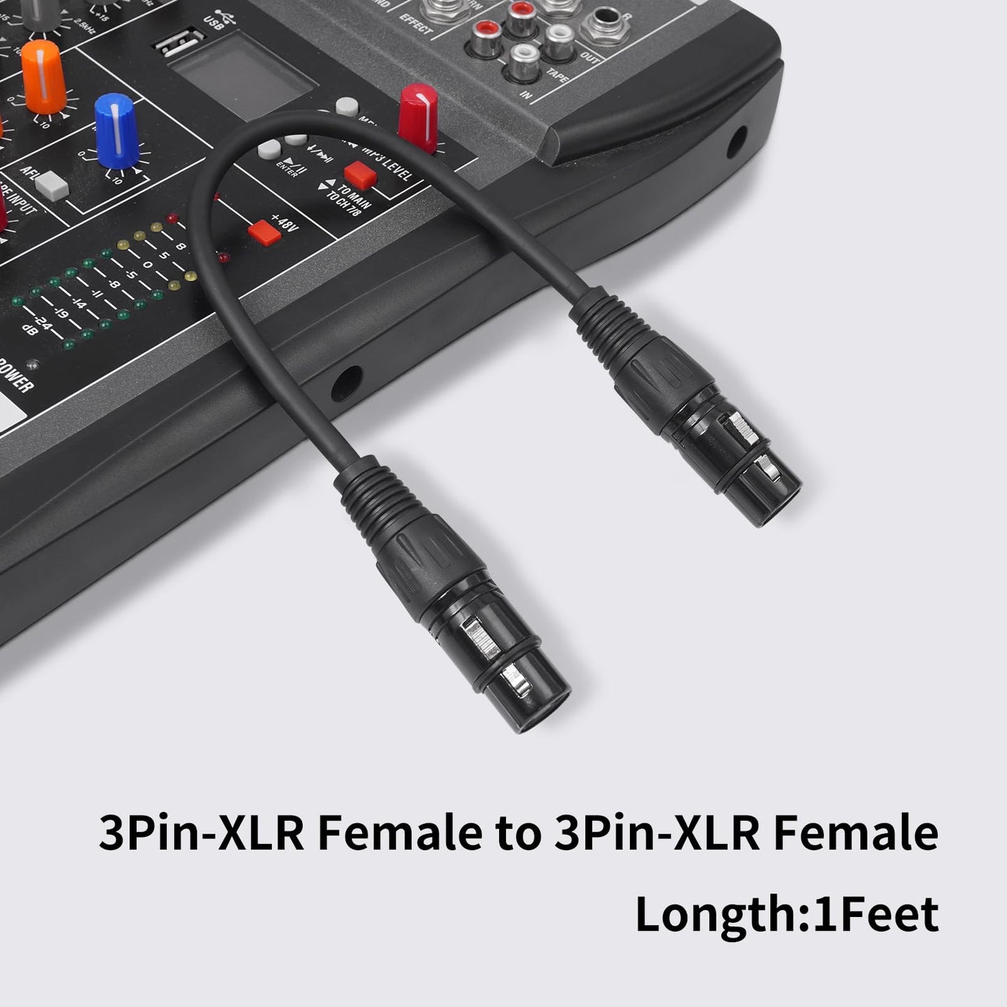 SZLliyxs 2 Pack 3 Pin XLR Female to Female Microphone Cables,6.6 FT,Professional Balanced Audio Cable with Oxygen-Free Copper, Gold-Plated Connectors - for Studio, Stage, PA Systems