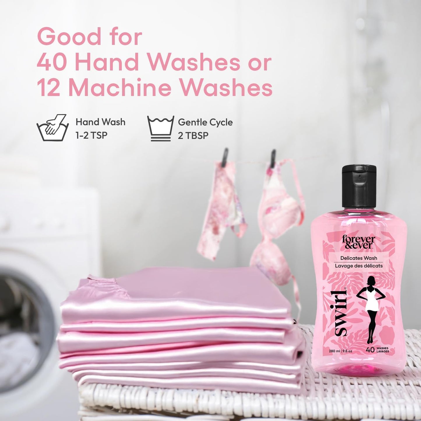 Swirl Delicate Natural Laundry Detergent for Intimates, Gentle and Safe for Sensitive Skin Laundry Detergent Made in Canada, Colour Safe Formula, Hand Wash and HE Compatible, 280ml, Pack of 3
