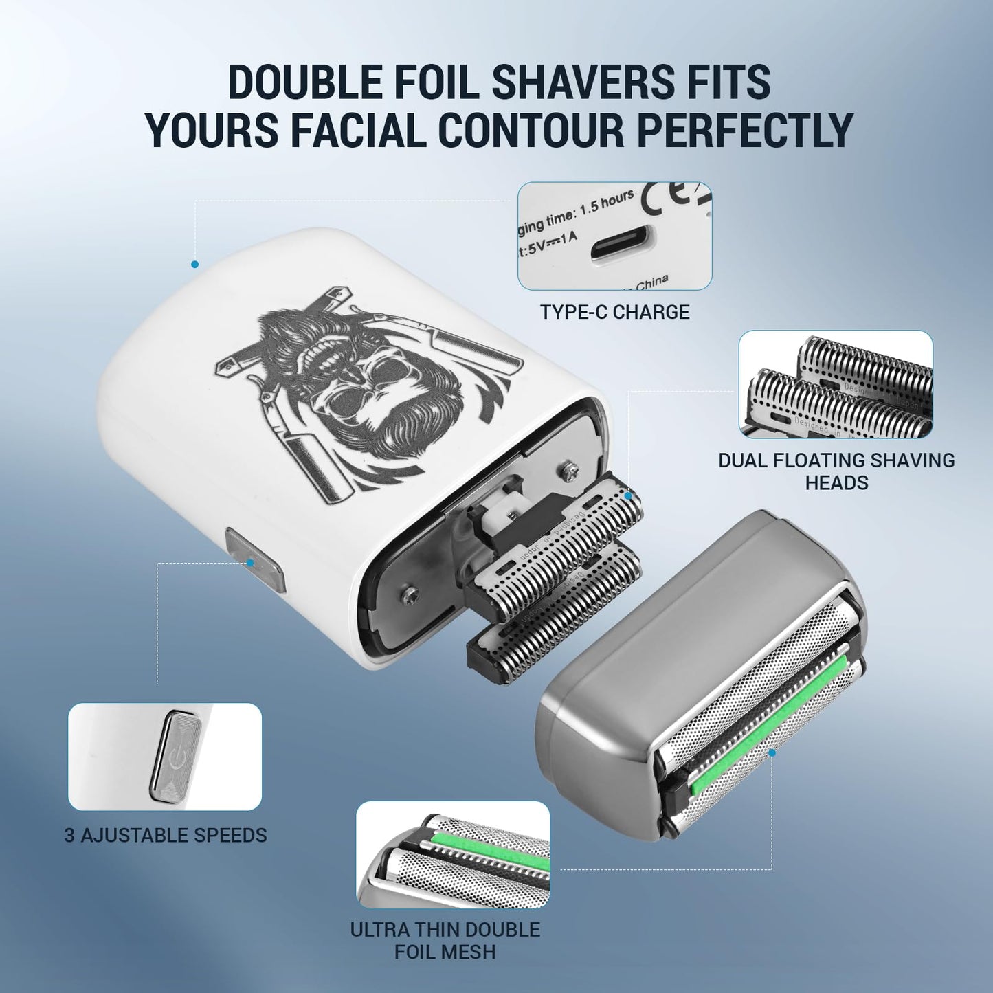 BESTBOMG Hair Clippers for Men Professional, Beard Trimmer Kits & Sets, Electric Shavers, Hair Clippers & Trimmer Ceramic T-Blade, for Barber, for Gifts