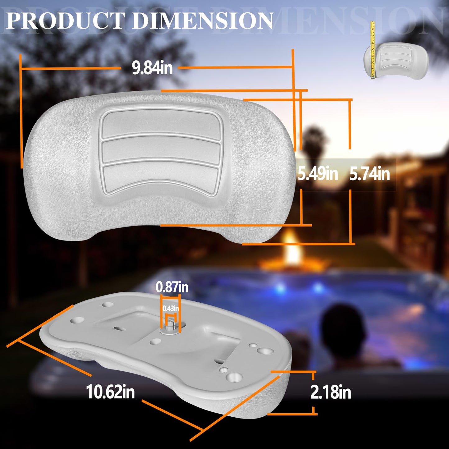 2 PCS 6472-966 Hot Tub Head Rest Replacement Pillow for Sundance 780 Series Spas 2007-2017, Compatible Models Camden, Certa, Chelsee, Hamilton, Dover, Montclair, Replace 6455-469