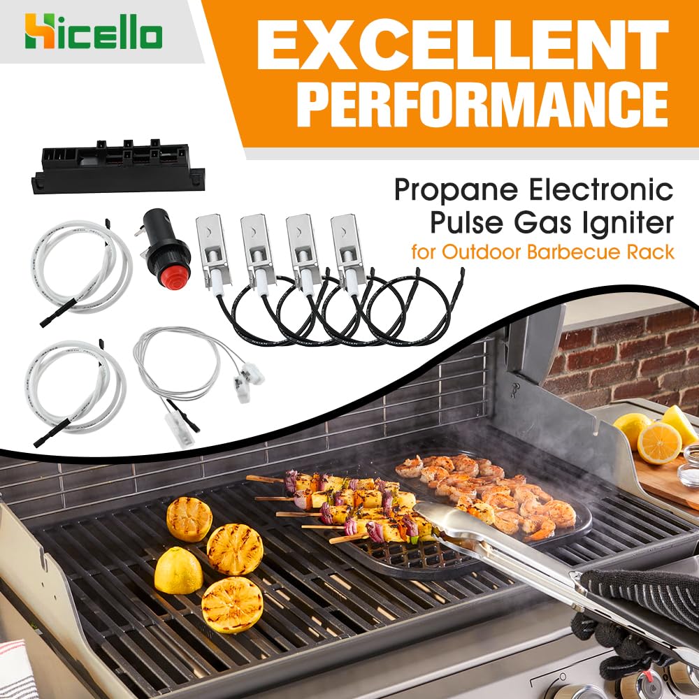 Hicello 42326 Grill Igniter Kit Replacement for Weber Summit D6 Grills Compatible with Weber Summit Platinum D6 7790501 7890501 7890001 Grills Summit Gold D6 5290001 5890001 5790001 7790001#42326