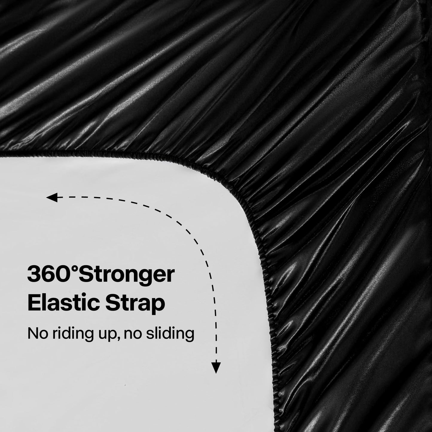 BEDELITE Satin Sheets Queen Size Bed Set, Luxury Soft Black Silk Sheets for Hair and Skin, Similar to Silk Bed Sheets Set 4 Pieces with 1 Deep Pocket Fitted Sheet, 1 Flat Sheet, and 2 Pillowcases