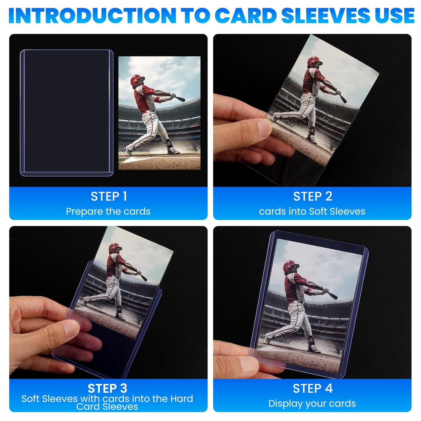 600 Pack Top Loaders Card Sleeves - 3" x 4" Baseball & Football Card Protectors (300 Hard + 300 Soft Sleeves)