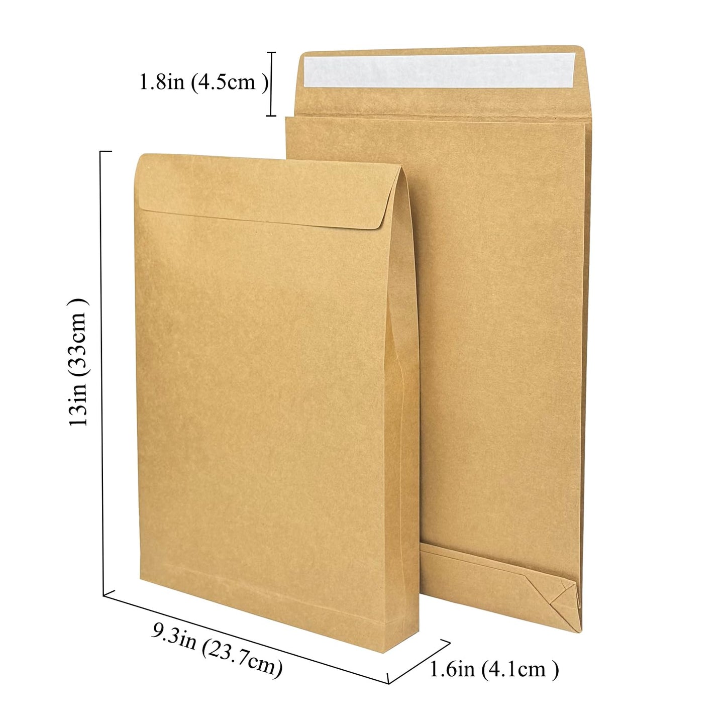 Neehows 25 Pack Expandable Large Kraft Envelopes, 9.3" x 13" Big Mailing Envelopes Self Seal Anti Tear Catalog Envelopes for Business Office Paper Documents File Storage - Brown