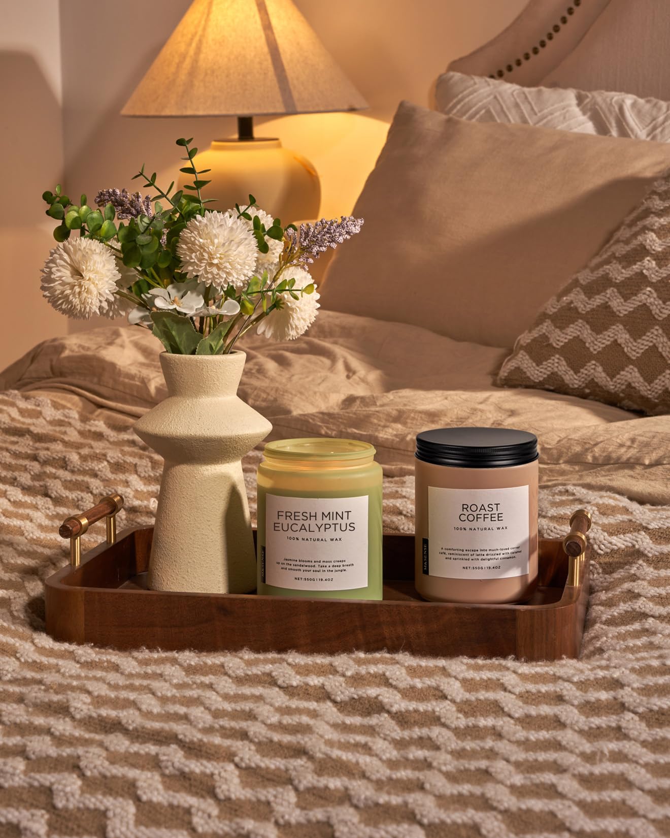 M&SENSE Eucalyptus & Mint Candles for Home Scented, 19.4oz 110 Hours Burn Soy Aromatherapy Candle Gift for Stress Relief, Meditation, Yoga, Relaxing SPA, Natural Jar Candles for Men and Women
