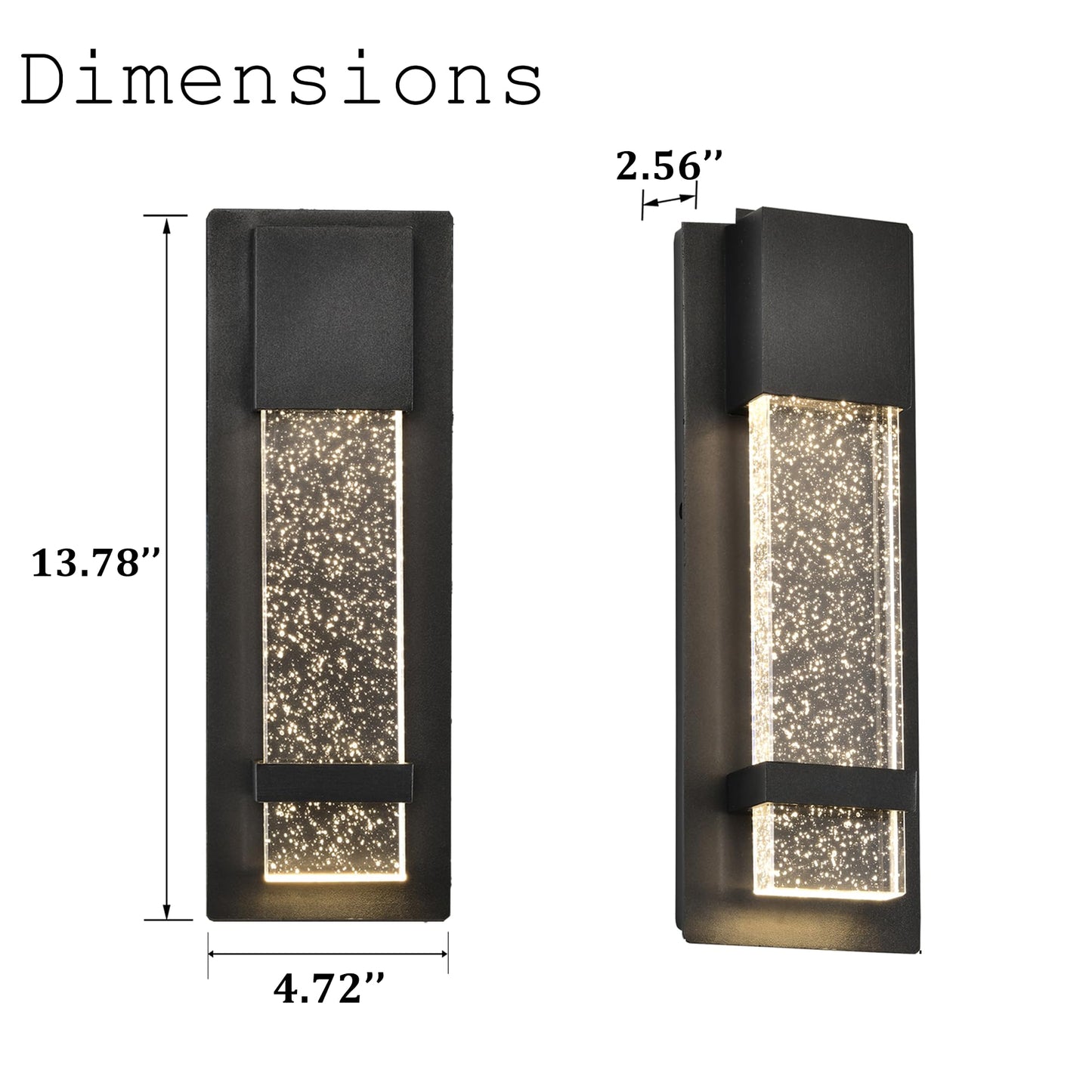 Modern Outdoor Wall Sconce,3000K Warm Light, Black Waterproof Aluminum Exterior Wall Lantern with Crystal Bubble Glass, Hardwired Outdoor Wall Light for Porch, Patio,Entryway, Garden