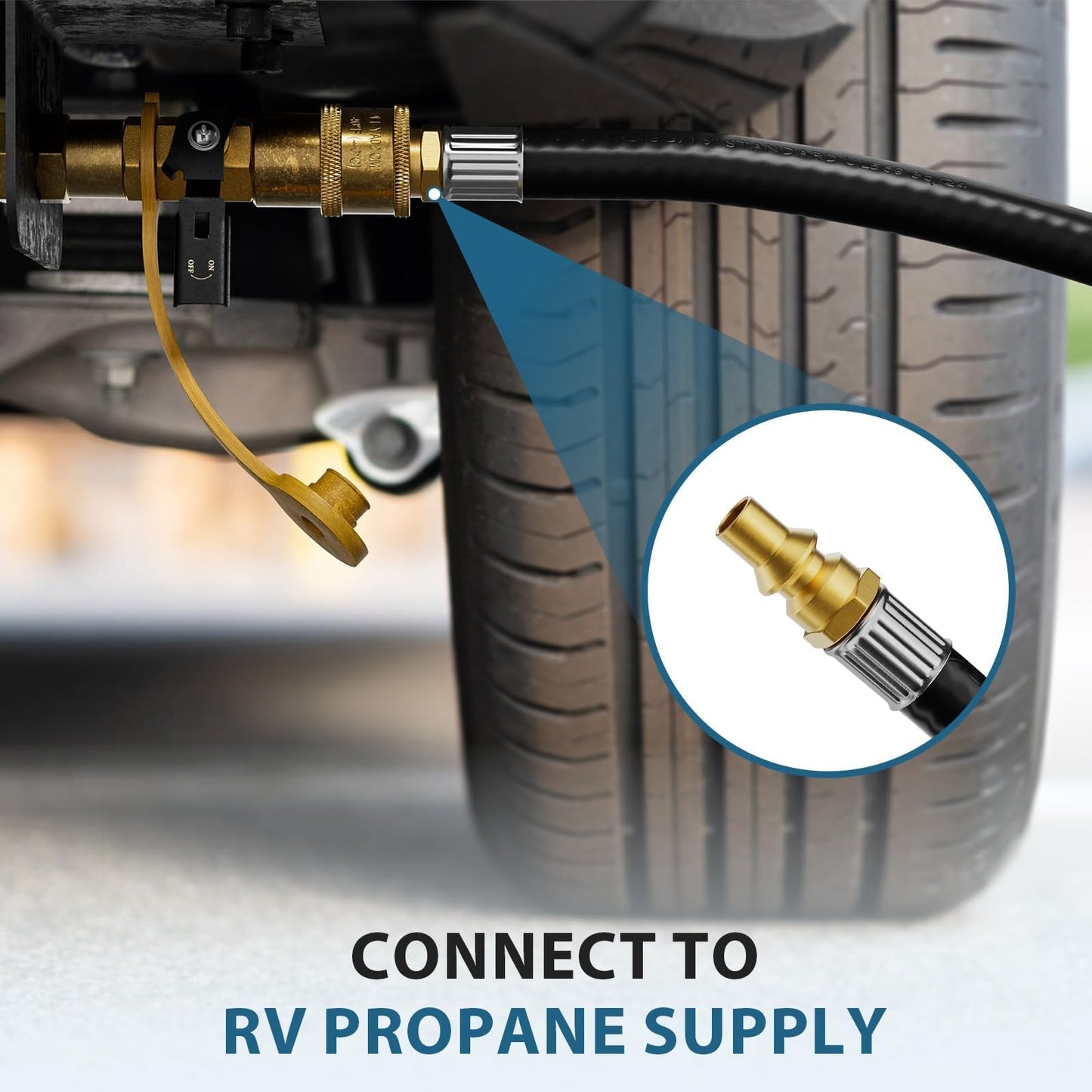 Rushare 20 FT Propane Quick Connect Hose for RV to Grill - Low Pressure Extension Hose with 1/4" Safety Shutoff Valve and 1/4" Male Full Flow Plug, Ideal for Gas Grills, Griddles, Stoves, Fire Pits