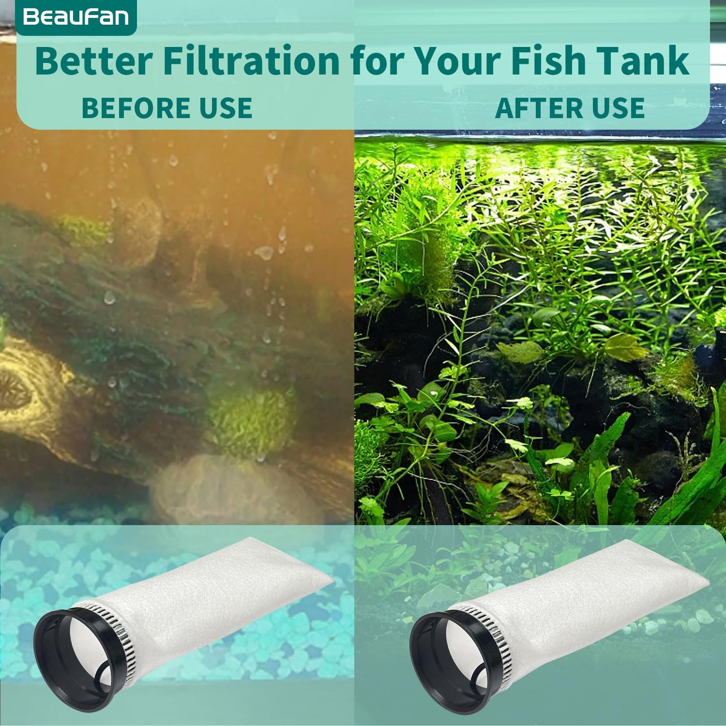 beaufan 12 Pack 2.75 Inch 225 Micron Filter Sock Fits Waterbox, Eshopps, Fiji Cube Aquarium Models, and All 2.75" Filter Sock Holders