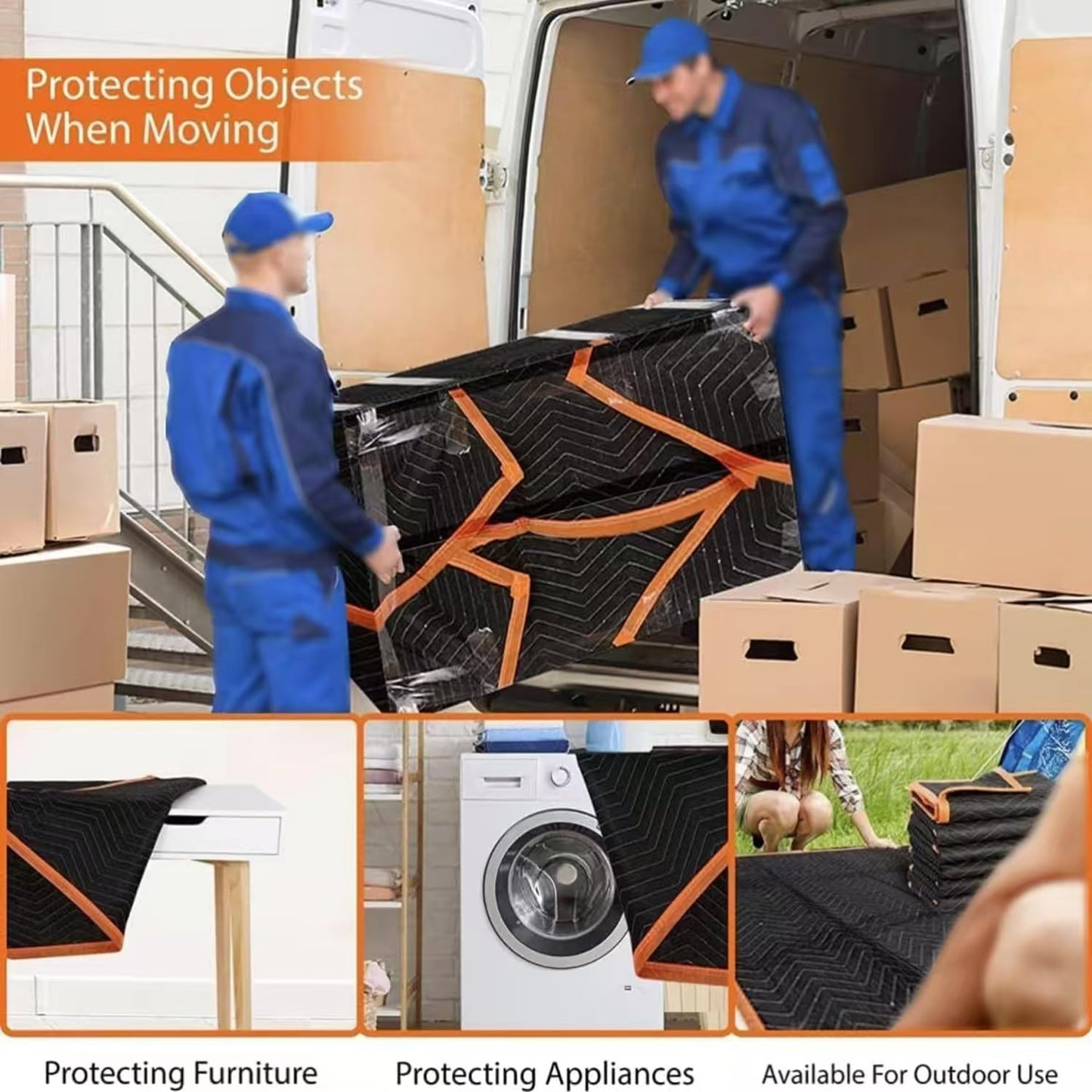 Large Moving Blankets 80 * 72in Heavy Duty Packing Blankets for Furniture Moving Shipping Wrapping Quilted Furniture Pads for Moving, Padded Mover Blankets 2pack