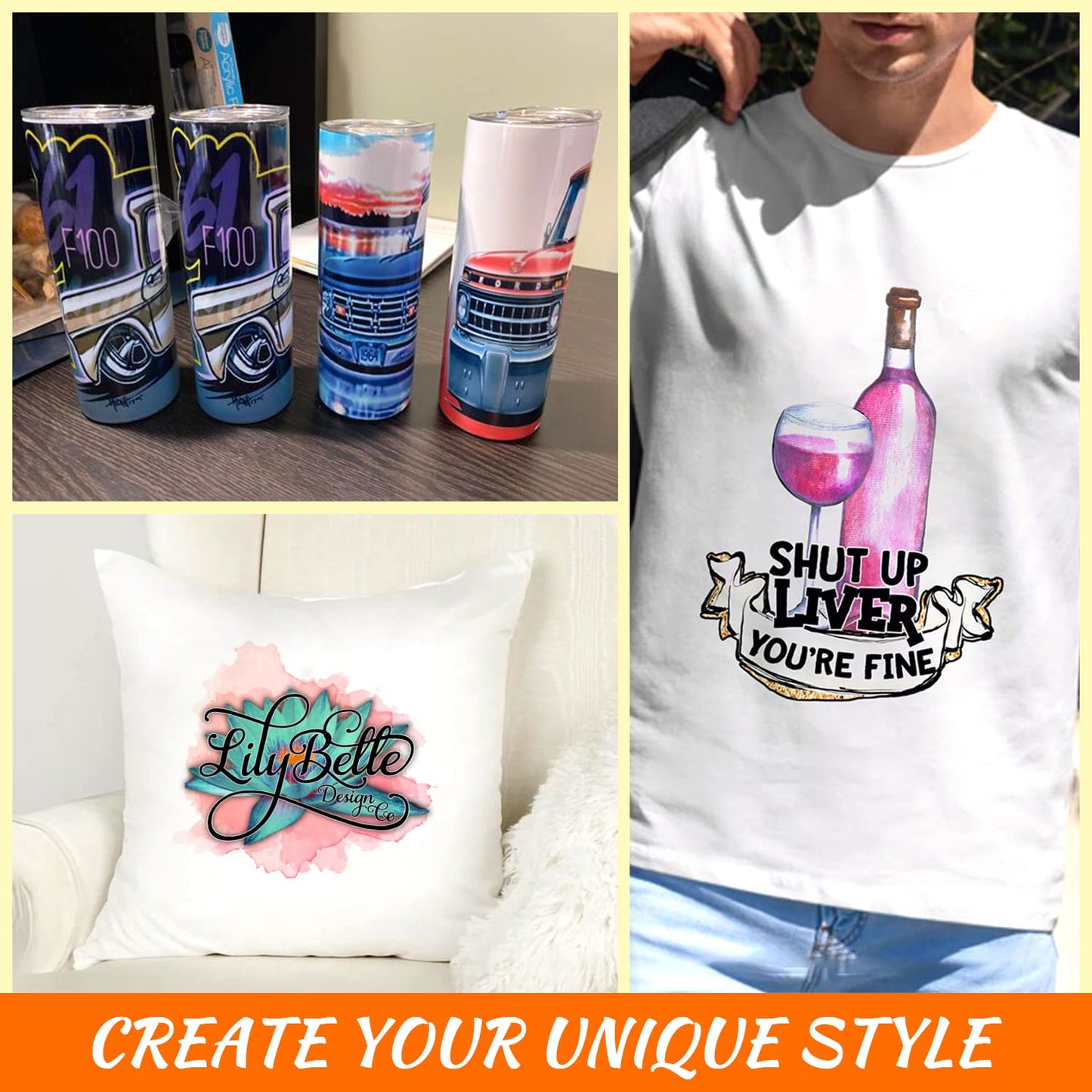 L&C Sublimation Ink Refill for ET-8500 ET-8550 Wide-Format Supertank Printers Heat Press Transfer on T-Shirt Tumblers Vibrant Colors Non-Fading Anti-Clog Auto-Fill ICC-Free (6x70ML, BK PB C M Y GY)