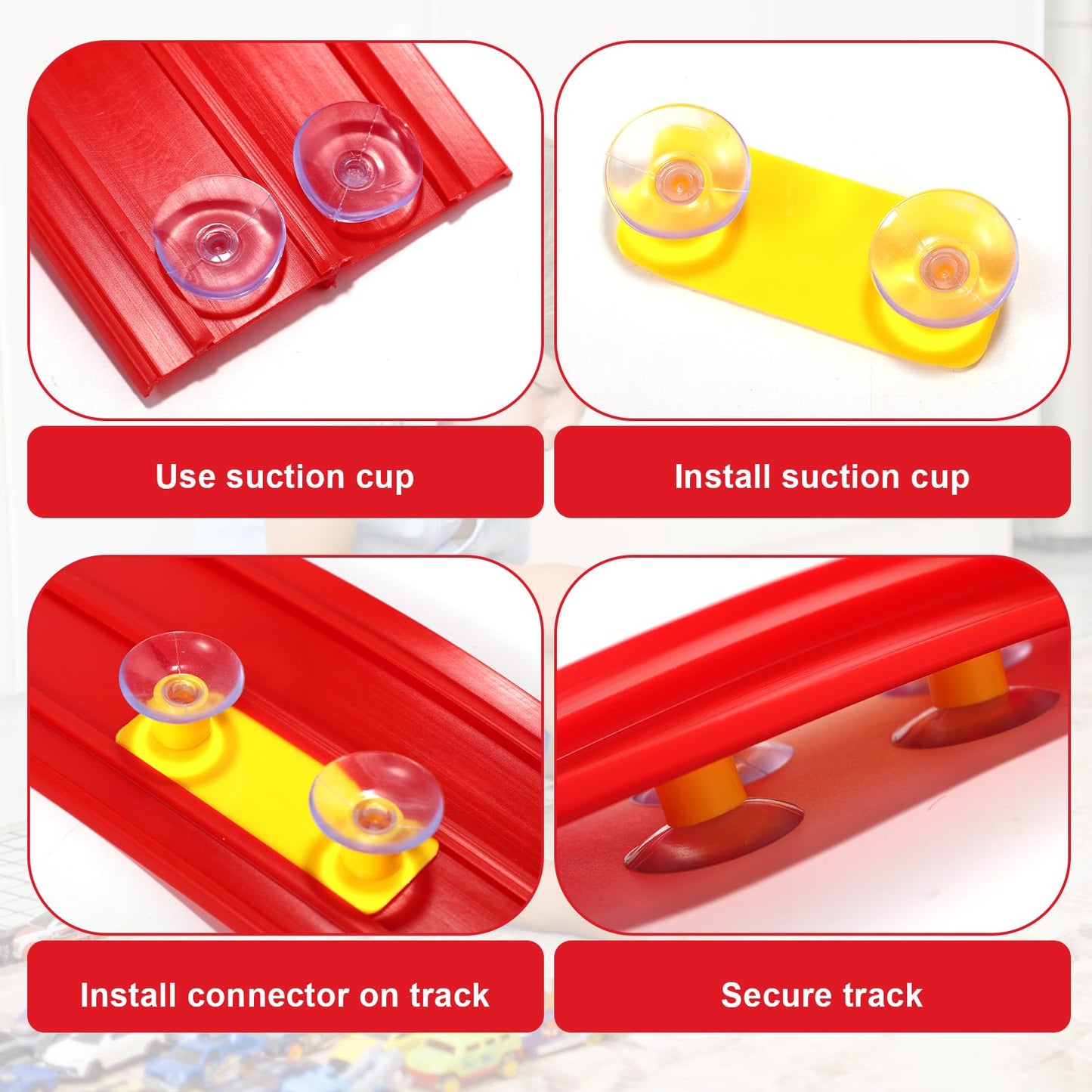 Roll Up Race Track for Kids, Flexible Long Race Speed Track Ramp with 12 Suction Cups Portable Flex Roll Up Racetrack Kit Suitable for Indoor Outdoor Playing