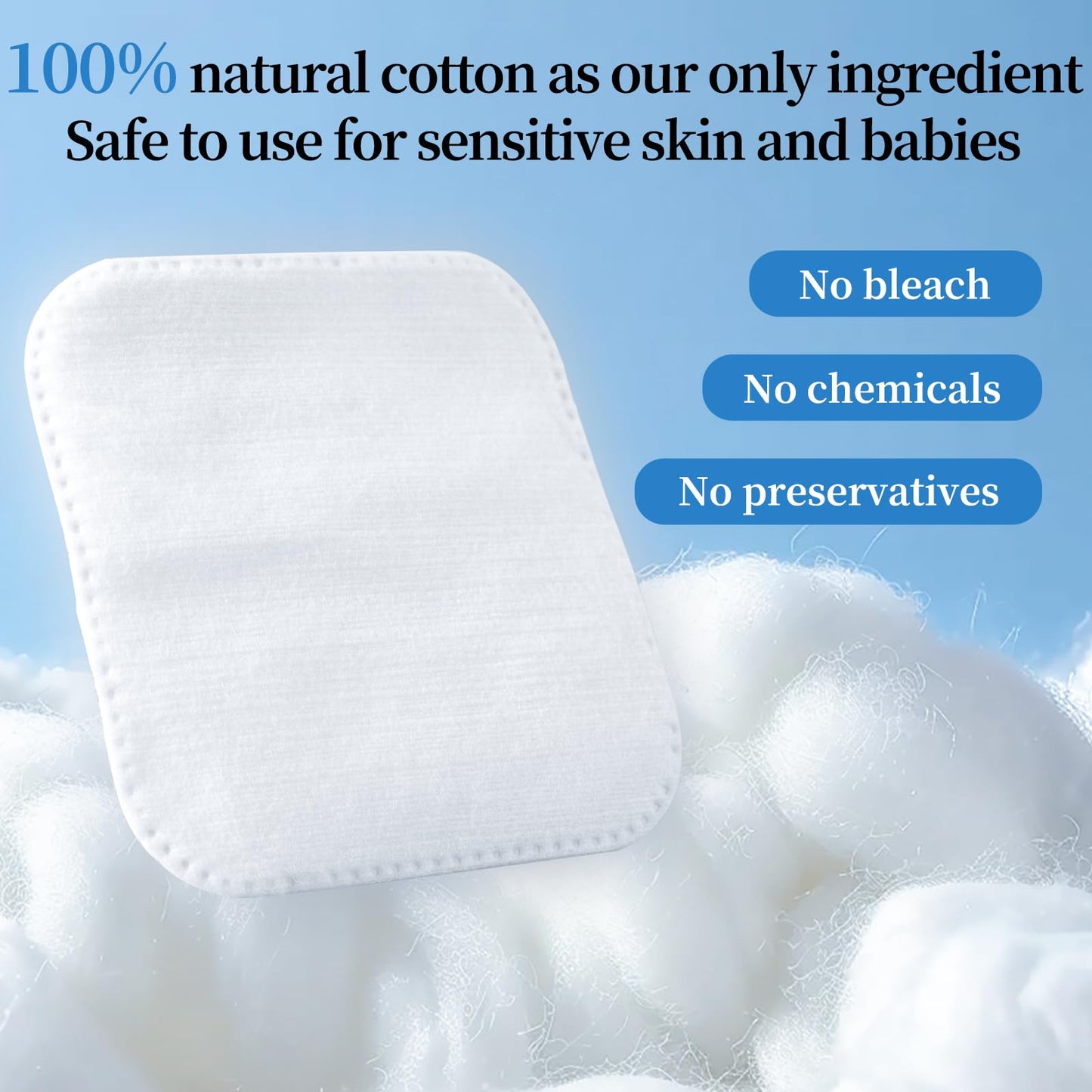 SHINO Natural Square Cotton Pads,800 Ps Biodegradable Pads Makeup Remover Cotton for Sensitive Skin - Beauty, Personal Care, Baby Care Daily Cosmetics (Pack of 8)