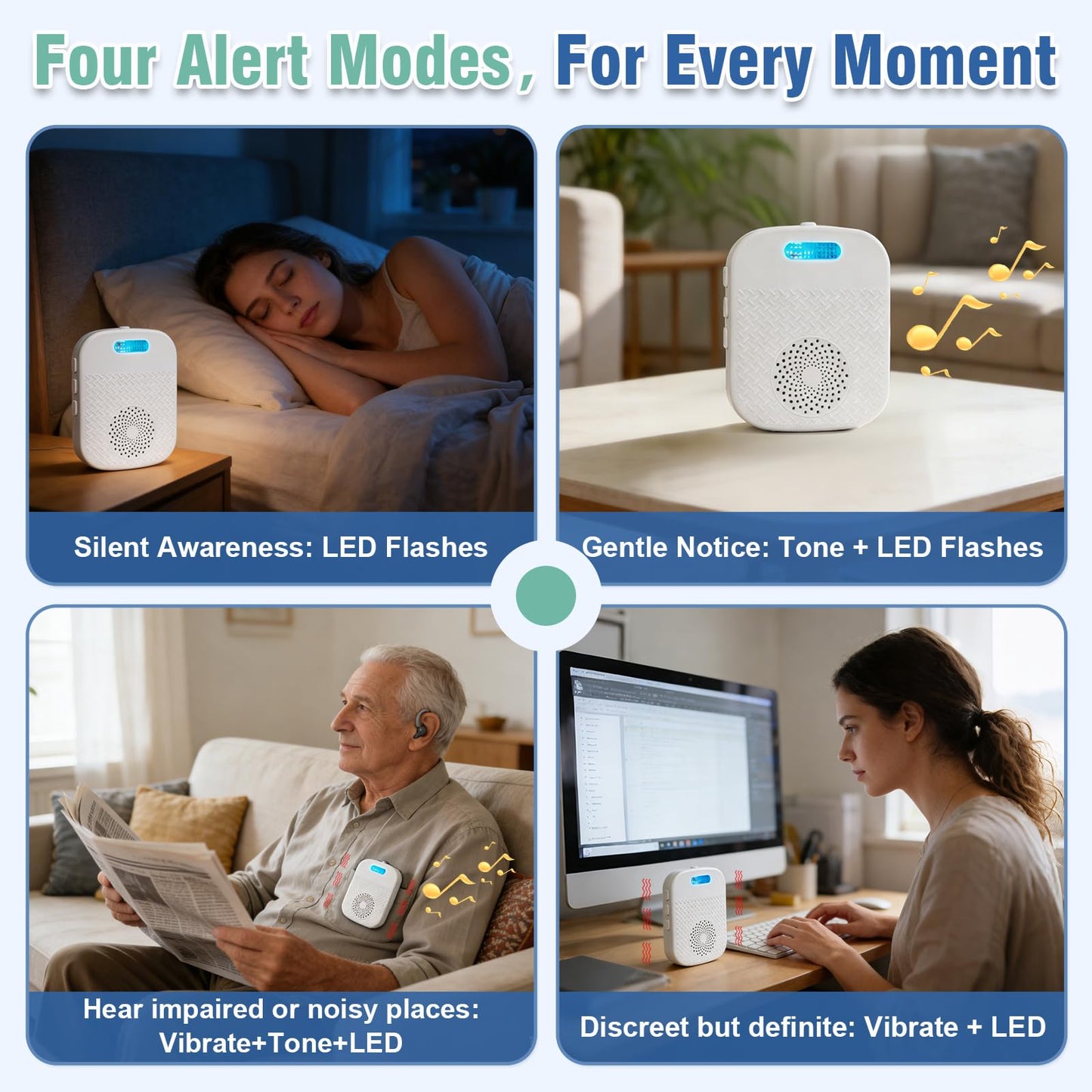 DAYTECH Wireless Caregiver Pager Emergency Call Button for Seniors Portable Call Bell with 500Ft+ Range and Vibration Alert, 1 Rechargeable Receiver 1 Alert Button