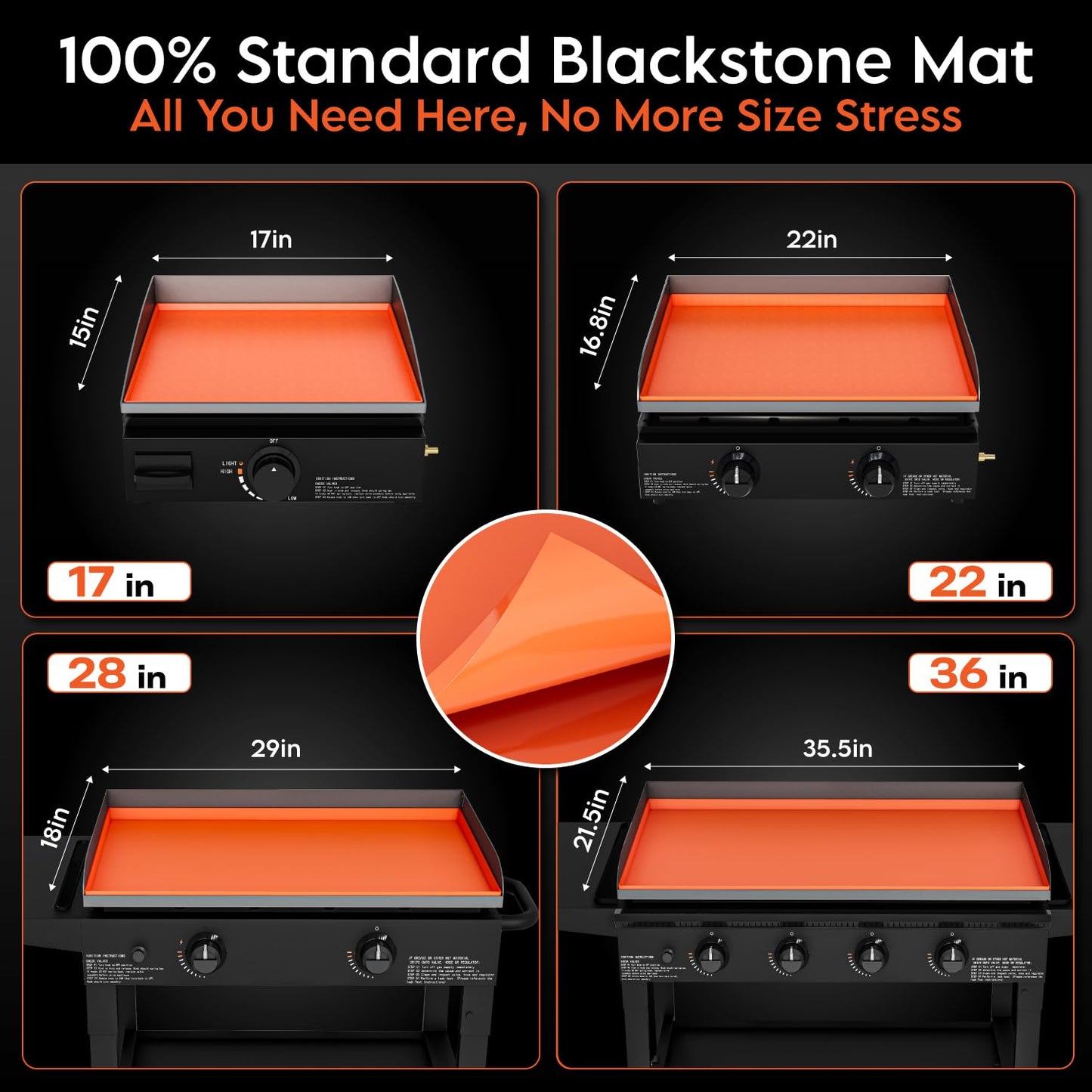 Alawooder Silicone Griddle Mat for Blackstone Griddles 36 Inch - Food Grade Silicone Griddle Cover for Blackstone Flat Top Grill, 36" Thickened Buddy Mat Grilling Accessory for Black Stone Protection