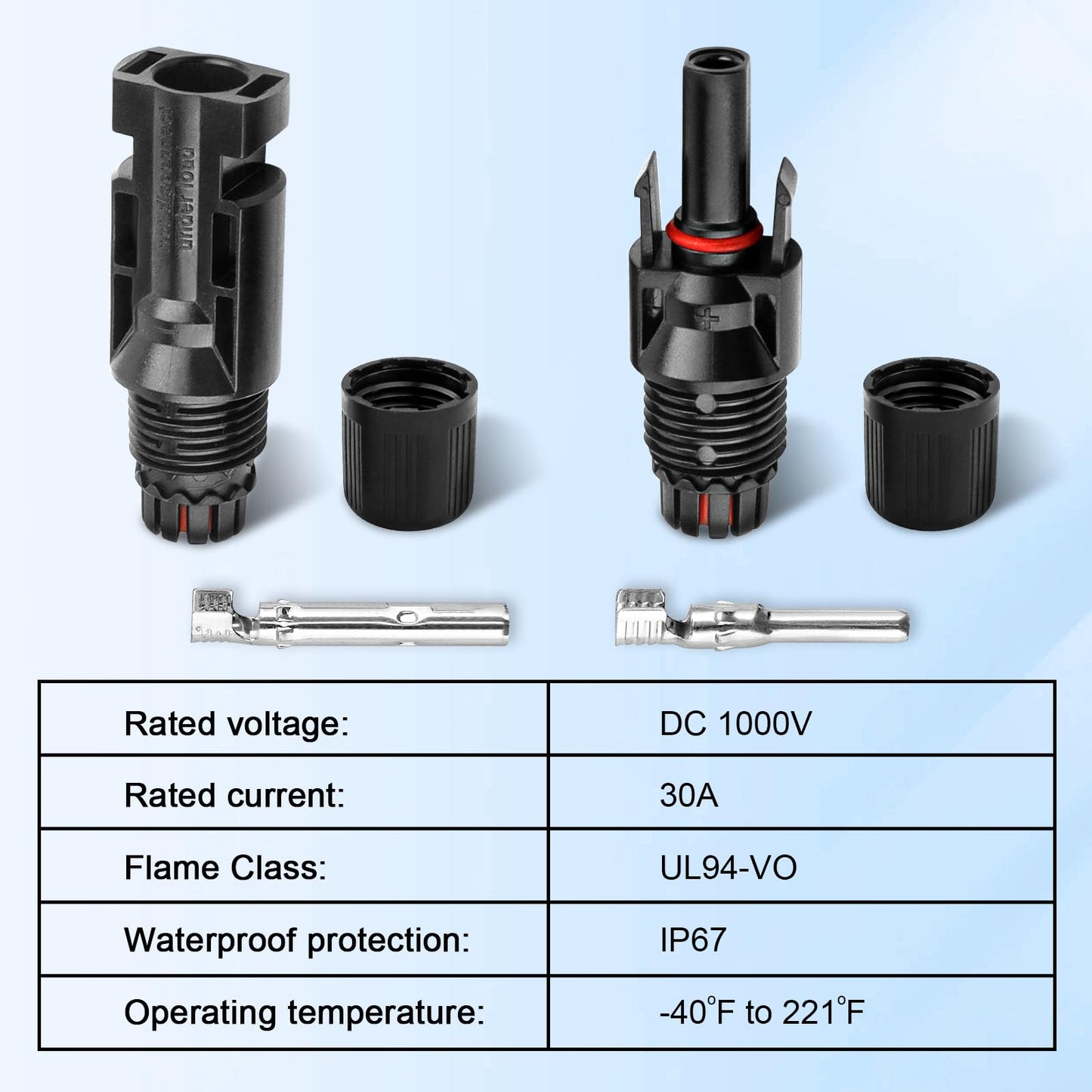 MOOKEERF Solar Connectors - 20Pairs / 40PCS Solar Panel Connector Male Female with Dual Spanners IP67 Waterproof