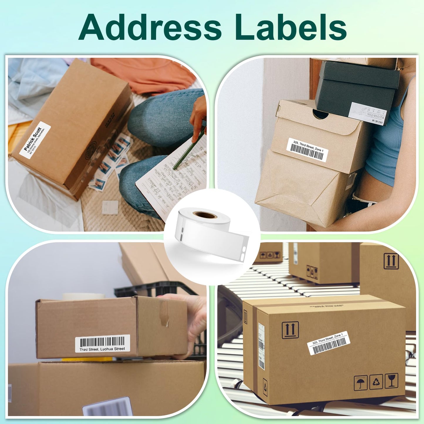 Compatible with Dymo 30252 Address Labels 1-1/8 x 3-1/2 Barcode Labels Work with 450, 450 Turbo, 4XL, 400, Rollo Label Printers (10 Rolls /3500 Labels)