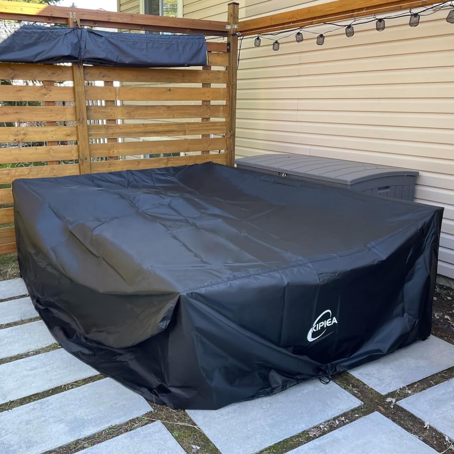 Kipiea 600D Patio Furniture Covers Waterproof Winter, Outdoor Furniture Set Covers for Table Chairs, Heavy-Duty Outdoor Sofa Covers with Anti UV and No Tears, No Fading (74" L x 47" W x 28" H)