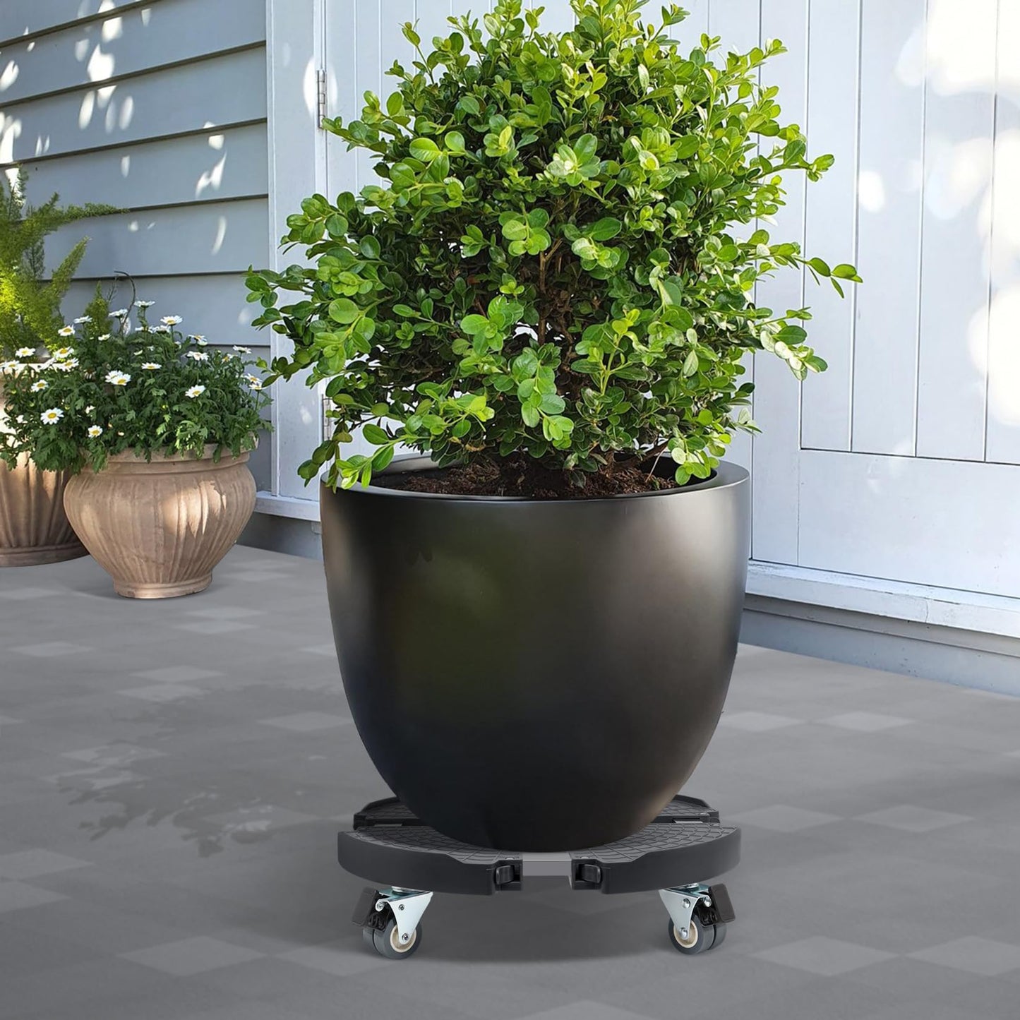 W B D WEIBIDA Plant Stand with Wheels, Heavy Duty Plant Caddy, Size-Adjustable Pot Holder with Casters Large Potted Planter Cart Dolly for Flower Pot Outdoor Indoor, Black