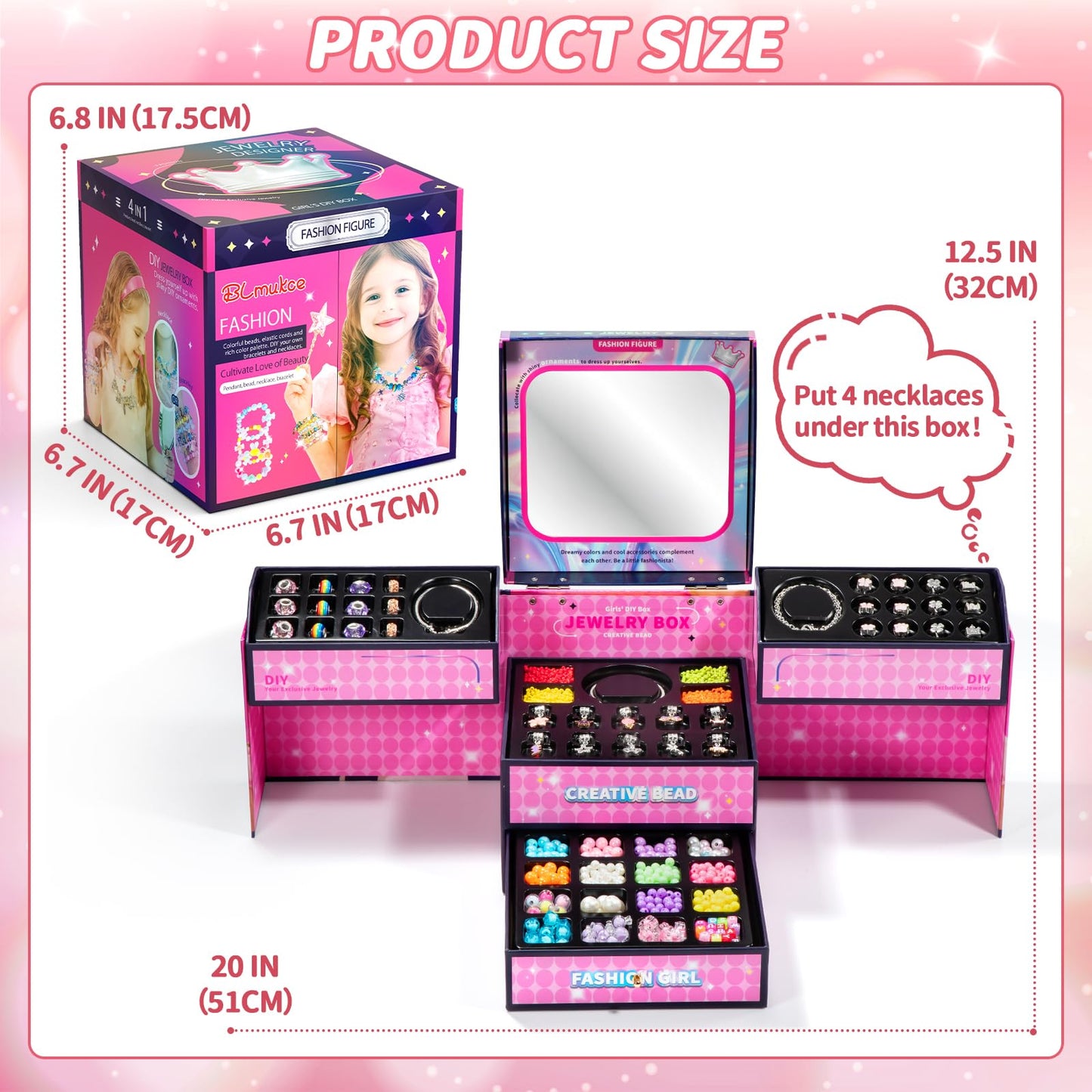 BLmukce Charm Bracelet Making Kit for Girls Ages 8-12, DIY Jewelry Making Kit & Art Craft Set with Beads, Charms & Necklace Supplies Birthday Party Christmas Ideas for Kids 4-6 7 8-12 Years Old girl Adult