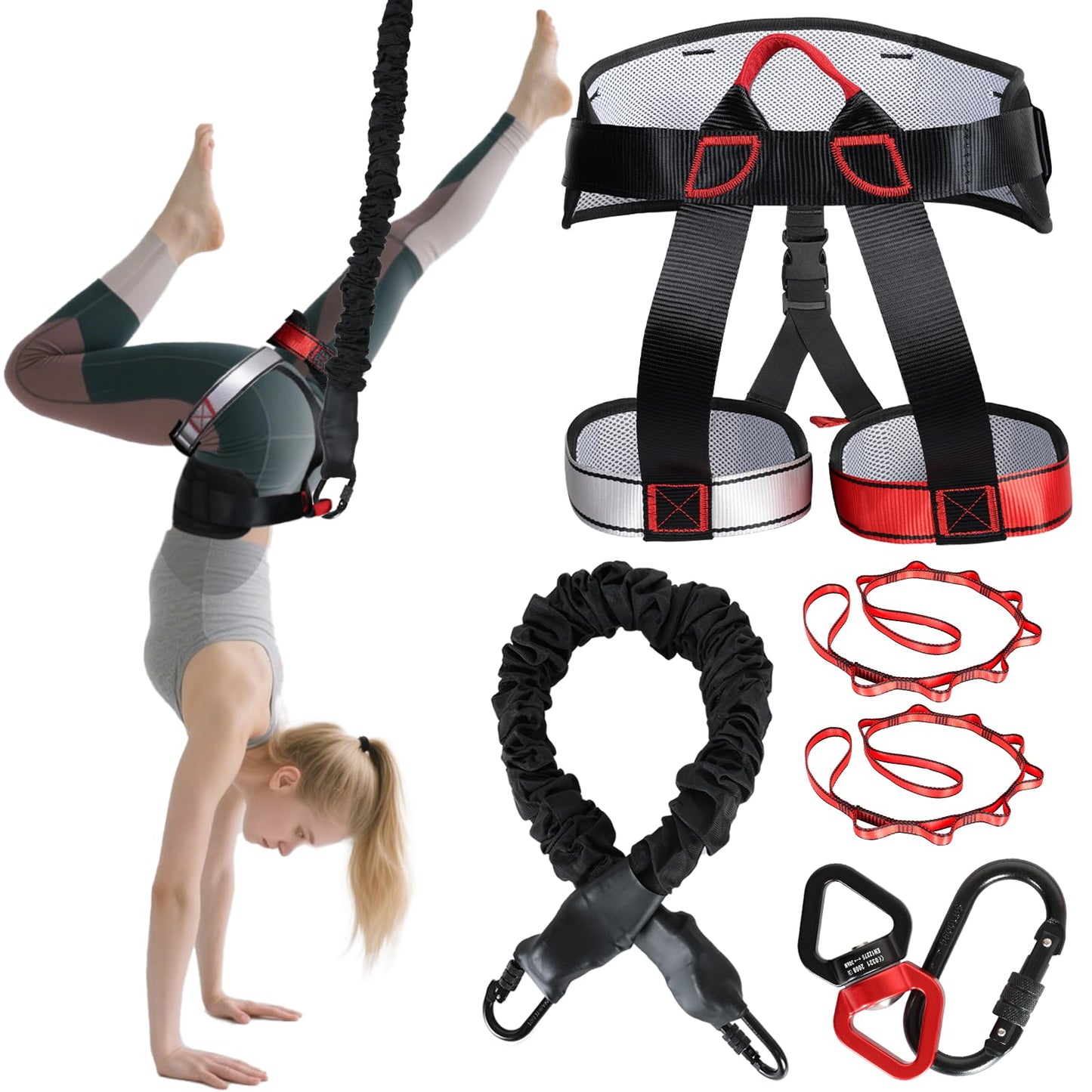 Heavy Duty Bungee Fitness Set – Professional 4D Bungee Resistance Band for Home Gym, Yoga, Pilates & Air Dance – Adjustable Harness with 360° Rotational Device – Includes Workout Guide