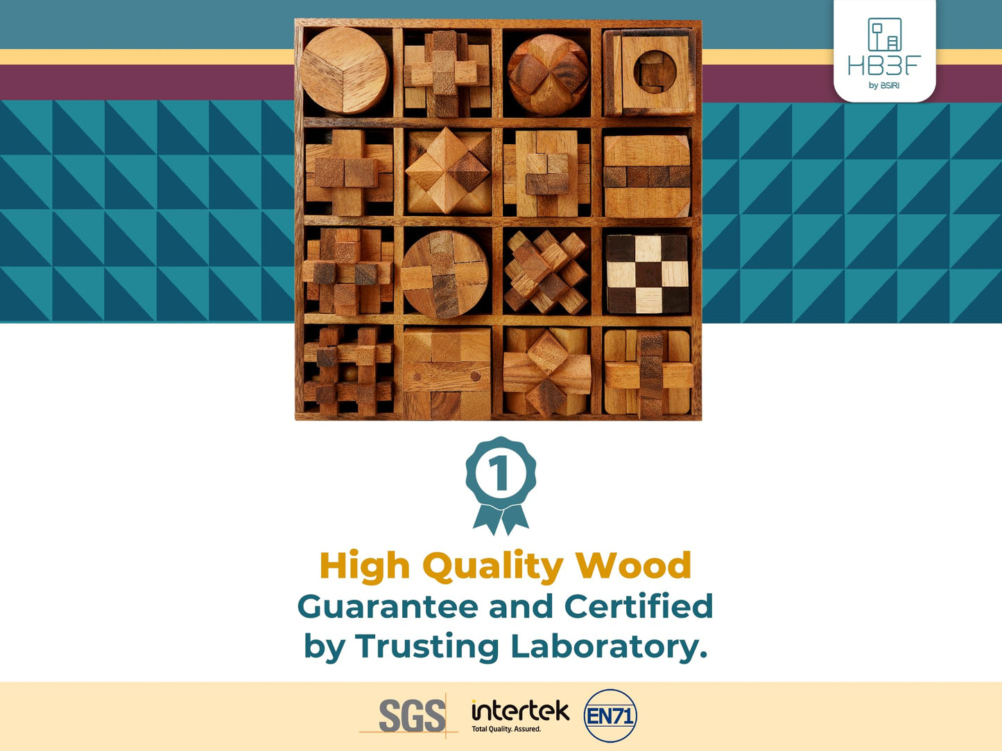 BSIRI Brain Teaser Games for Adults Cube Puzzles Brain Teasers, Mind Teasers Toy, Challenging Brain Games Puzzle Toys, Office Table Decor for Adults and Kids, Wooden Puzzle Box Set (16 Puzzle Games)