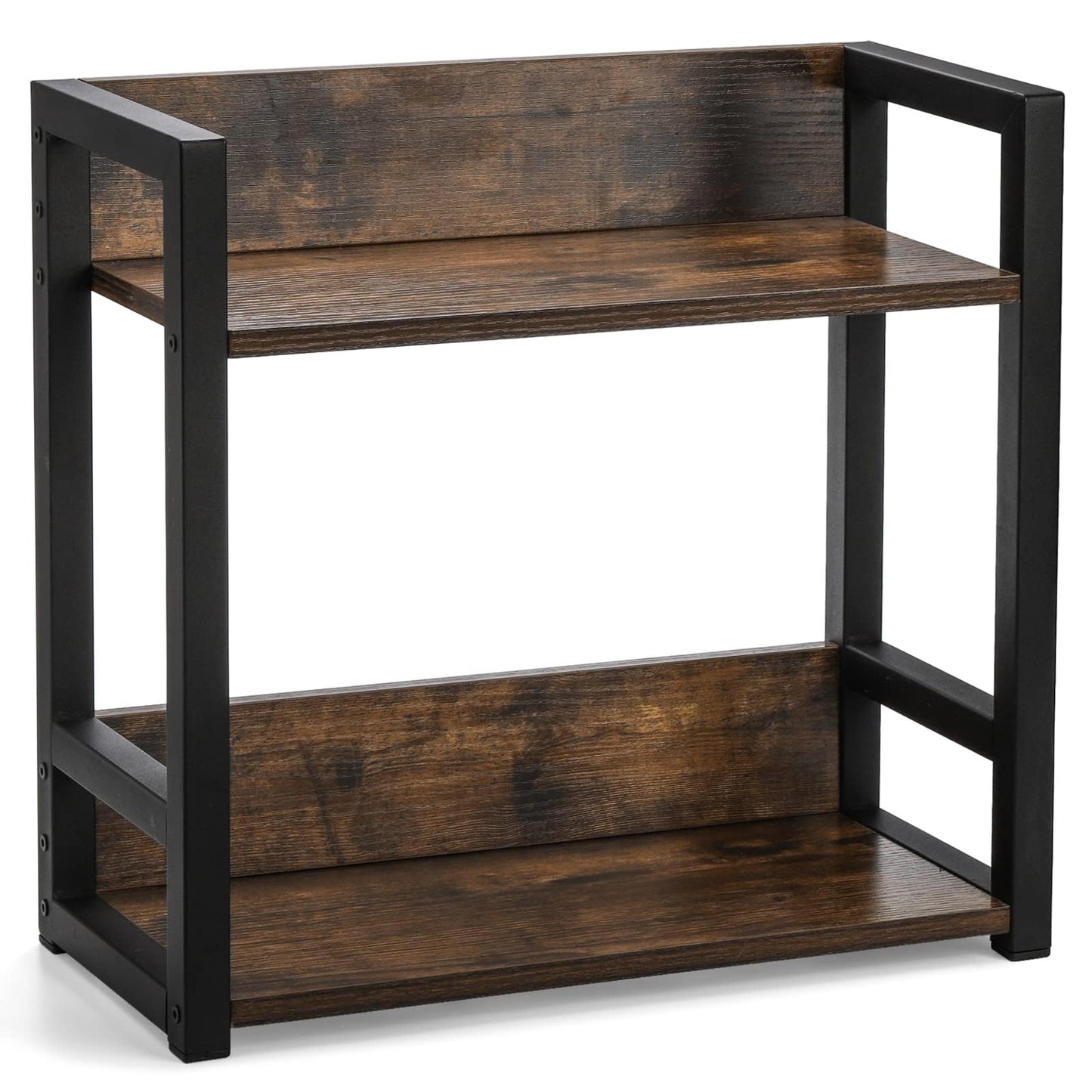 Youeon Wooden Coffee Bar Organizer 15.7x7x15.2 in, 2 Tier Kitchen Countertop Organizer for Coffee Bar Accessories, Wooden Shelf for Spice Jars, Condiment, Syrup Bottles, Kitchen, Office