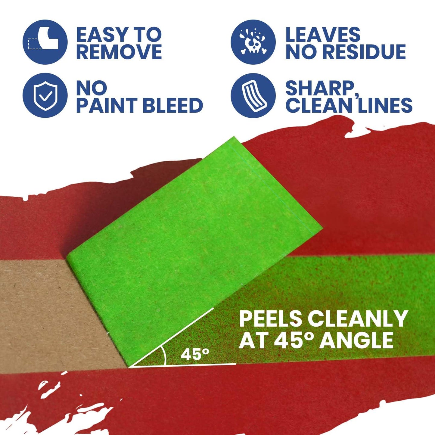ADHES Green Masking Tape 1.88 Inch x 55 Yards – 5 Rolls, UV Resistant, No Residue, Multi-Surface Painters Tape, Automotive Masking Tape for Indoor & Outdoor, DIY, Arts, Crafts, Labeling