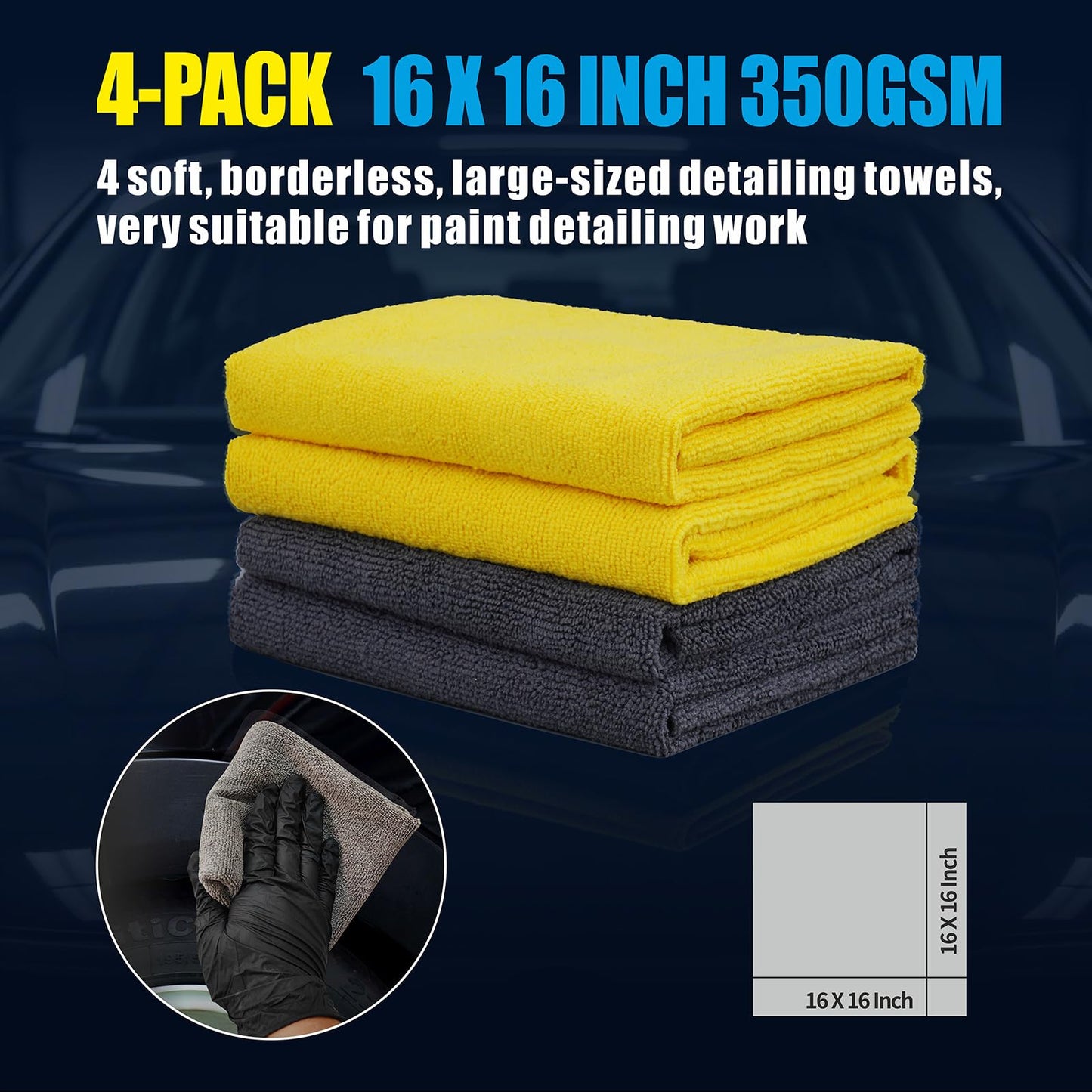 WEST HORSE Clay Bar Kit - 4 Pack 400g (4x100g) + 16.9 fl. oz Lubricant + 4 Pack Microfiber Cloth for Car Detailing