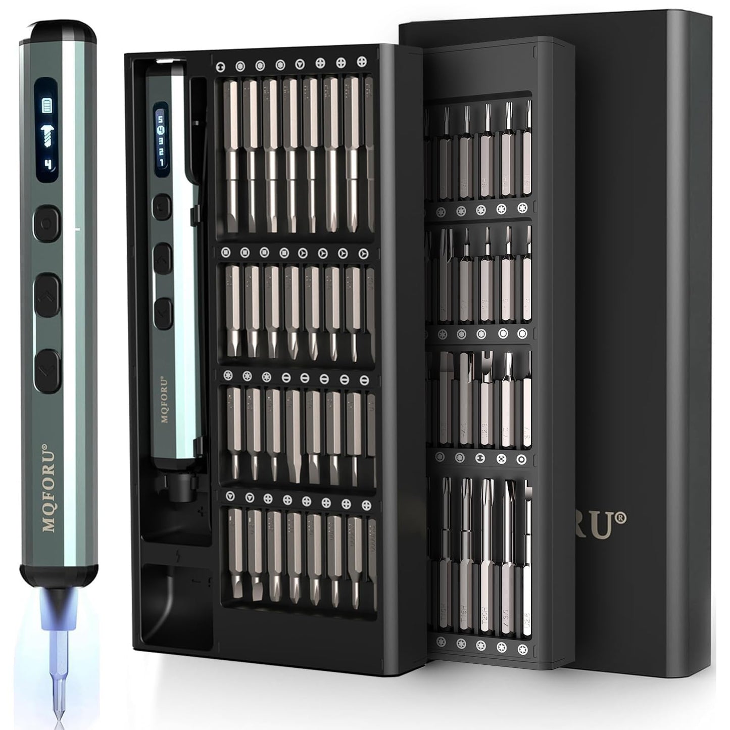 72-in-1 Mini Electric Screwdriver Set, Small Precision Screwdriver Set, Cordless & Rechargeable, 64 Magnetic Bits, 5 Torque Settings, LED Screen Display, Mini Drill Tool Kit for Phone/Watch/Camera