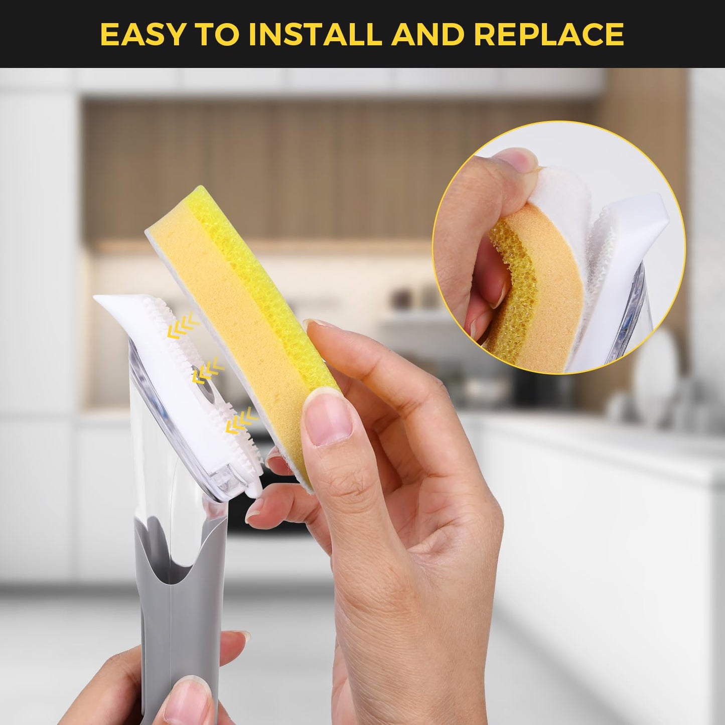 20 Packs Dish Wand Sponge Refills for Scrub Daddy Dish Daddy, Scrub Brush Replacement Heads, Dish Brush Replacement Head for Kitchen Cleaning, Yellow (Only Sponge Heads)