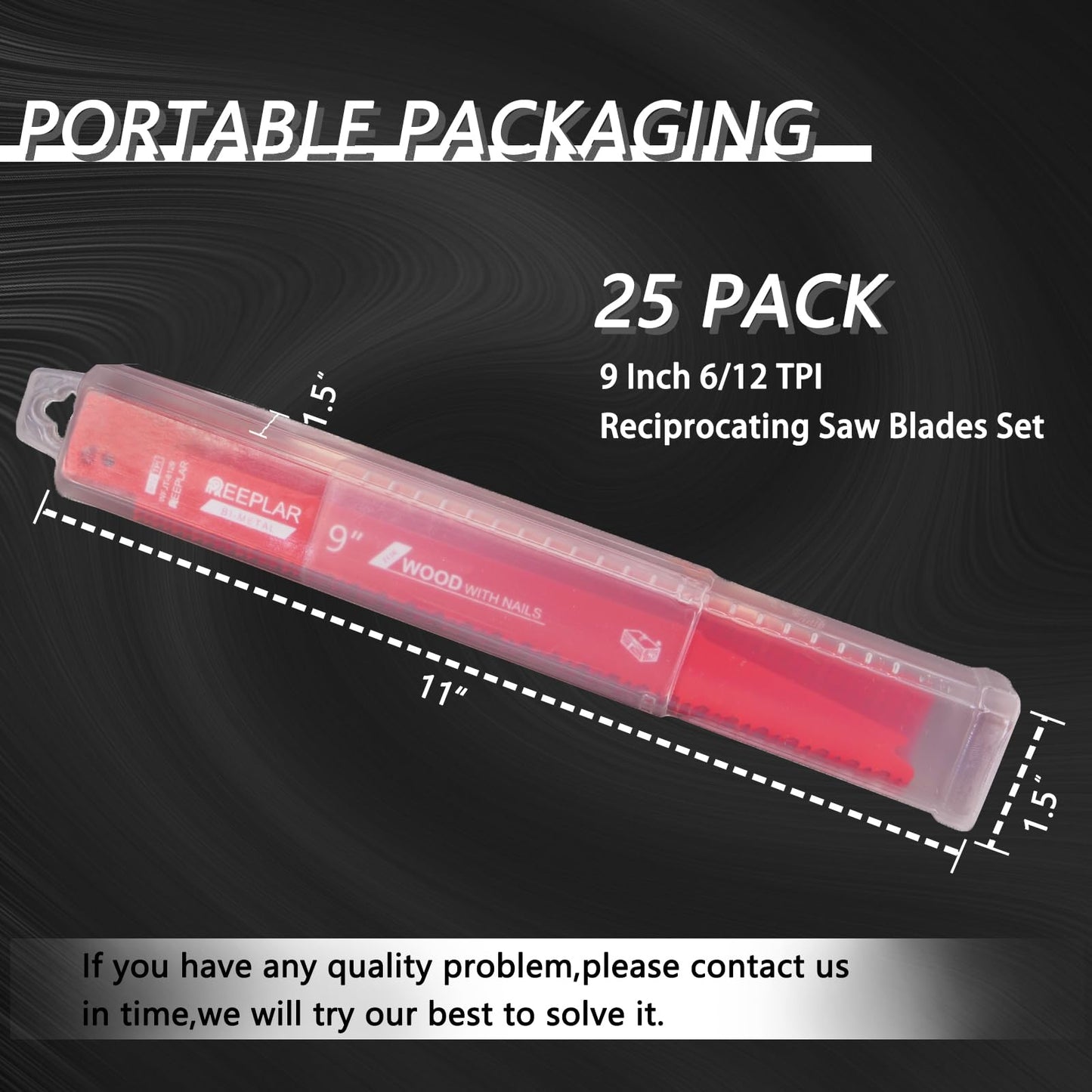 9 Inch 6/12 TPI Reciprocating Saw Blades Set Bi-Metal Pruning Blades for Nail-Embedded Wood,25 Pack,Wood with Nails,Metal/Wood Cutting Sawzall Blades