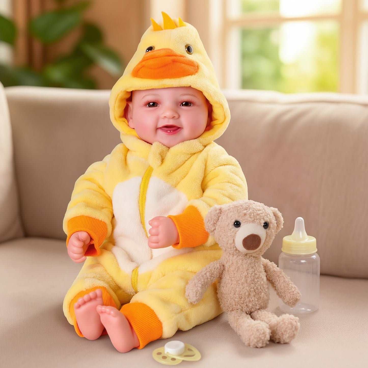 BABESIDE Lightweight Baby Doll Set – 15" Realistic Soft Doll for Girls, Easy to Carry & Hug – Pretend Play & Gift