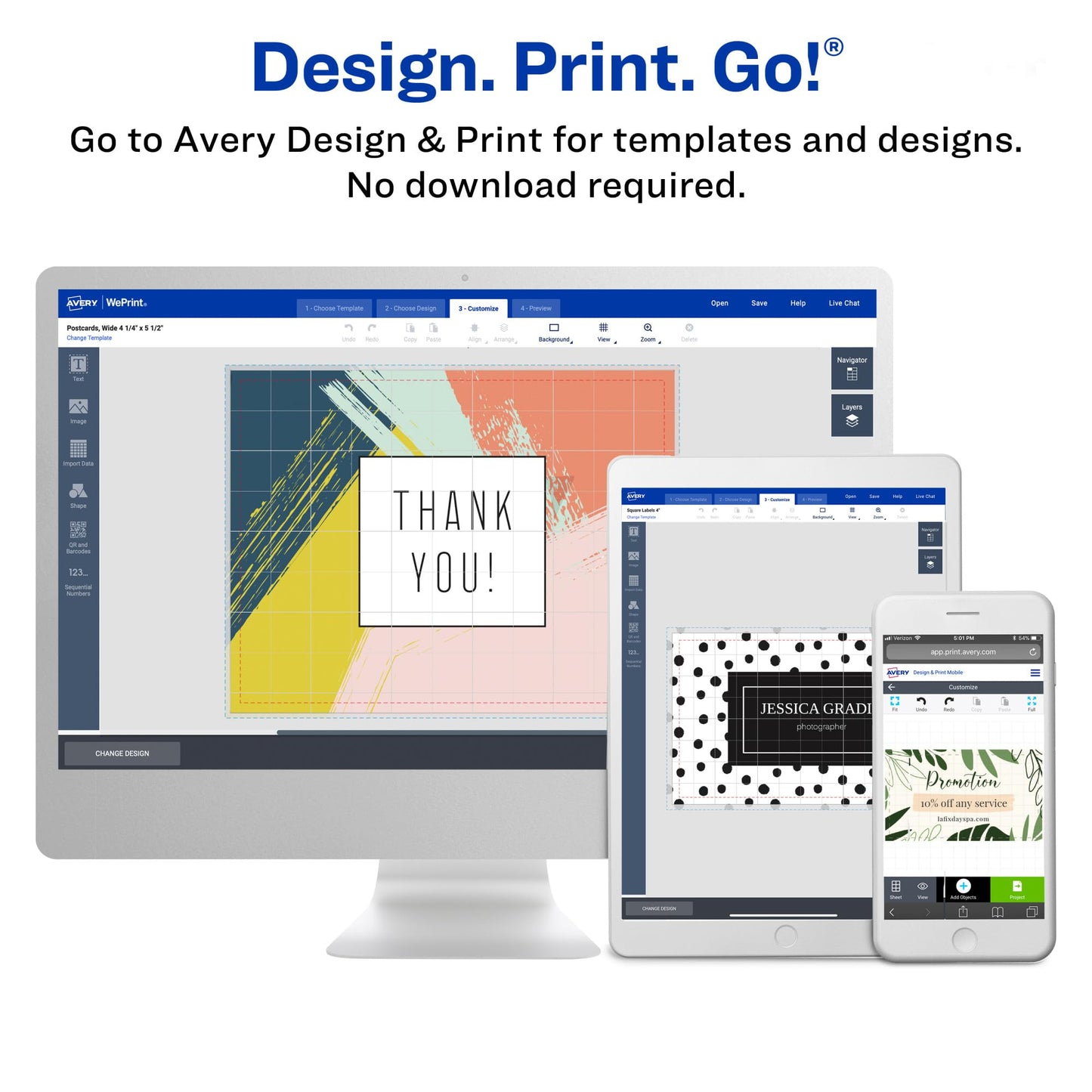 Avery Printable Postcards with Sure Feed Technology, 4" x 6", White, 2 Packs, 100 Cards per Pack, 200 Blank Postcards for Laser Printers Total (15389)