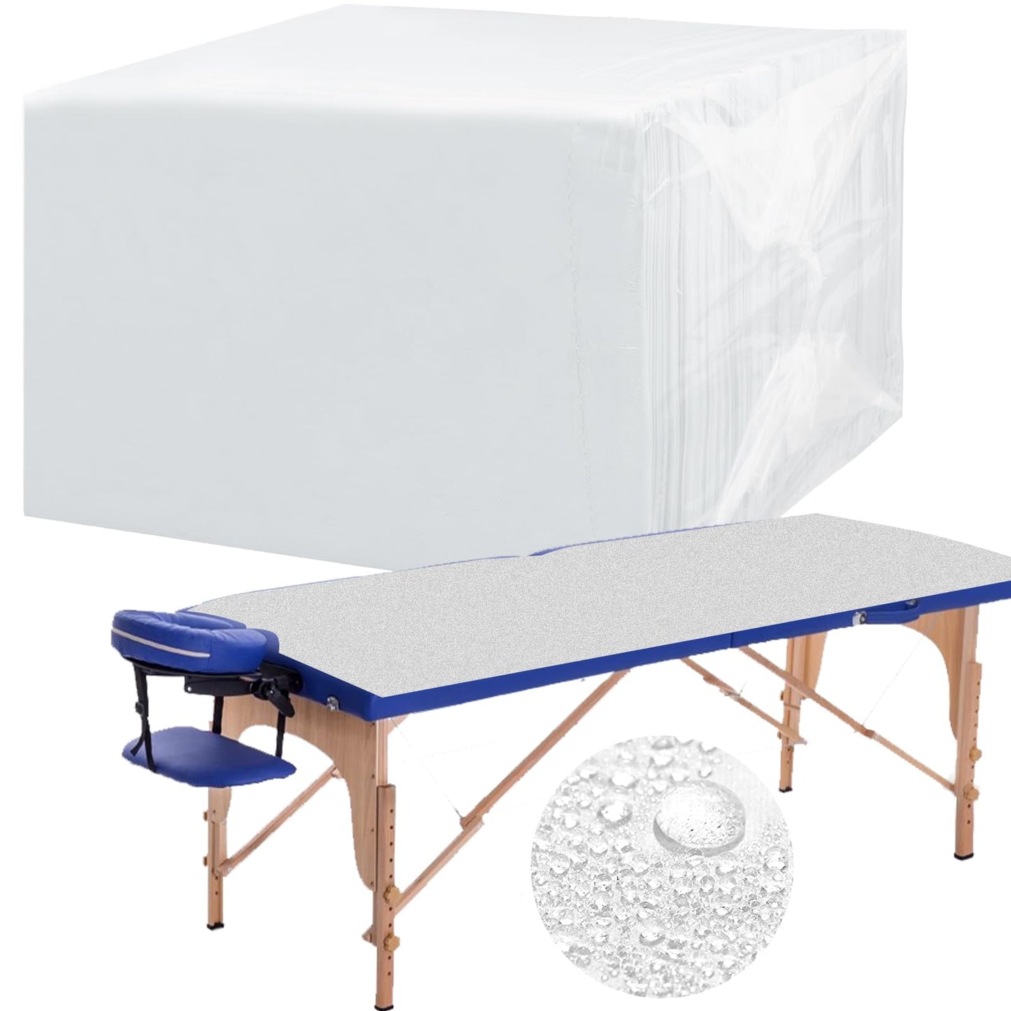 100 Pieces Disposable Massage Table Cover Sheets Non-Woven Fabric Spa Sheets Waterproof Disposable Bed Sheets Oil Proof for Spa, Beauty Salon, Hotels, 31.5 x 70.8 Inch (White)