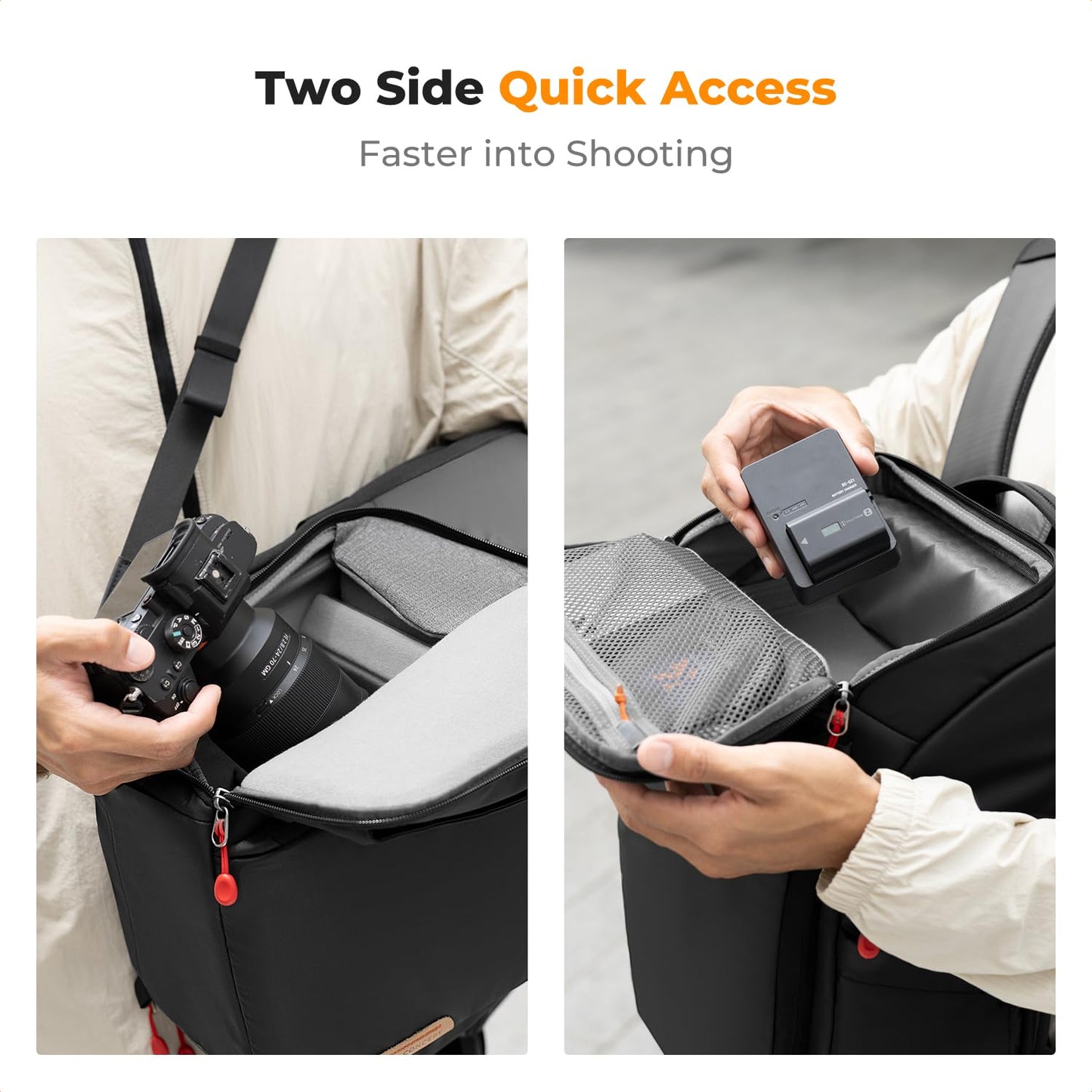 K&F Concept Camera Backpack, Camera Bags Waterproof 25L Large Capacity Camera Case with 15.6 Inch Laptop Compartment Compatible for Canon/Nikon/Sony/DJI Mavic Drone Travel Camera Backpack