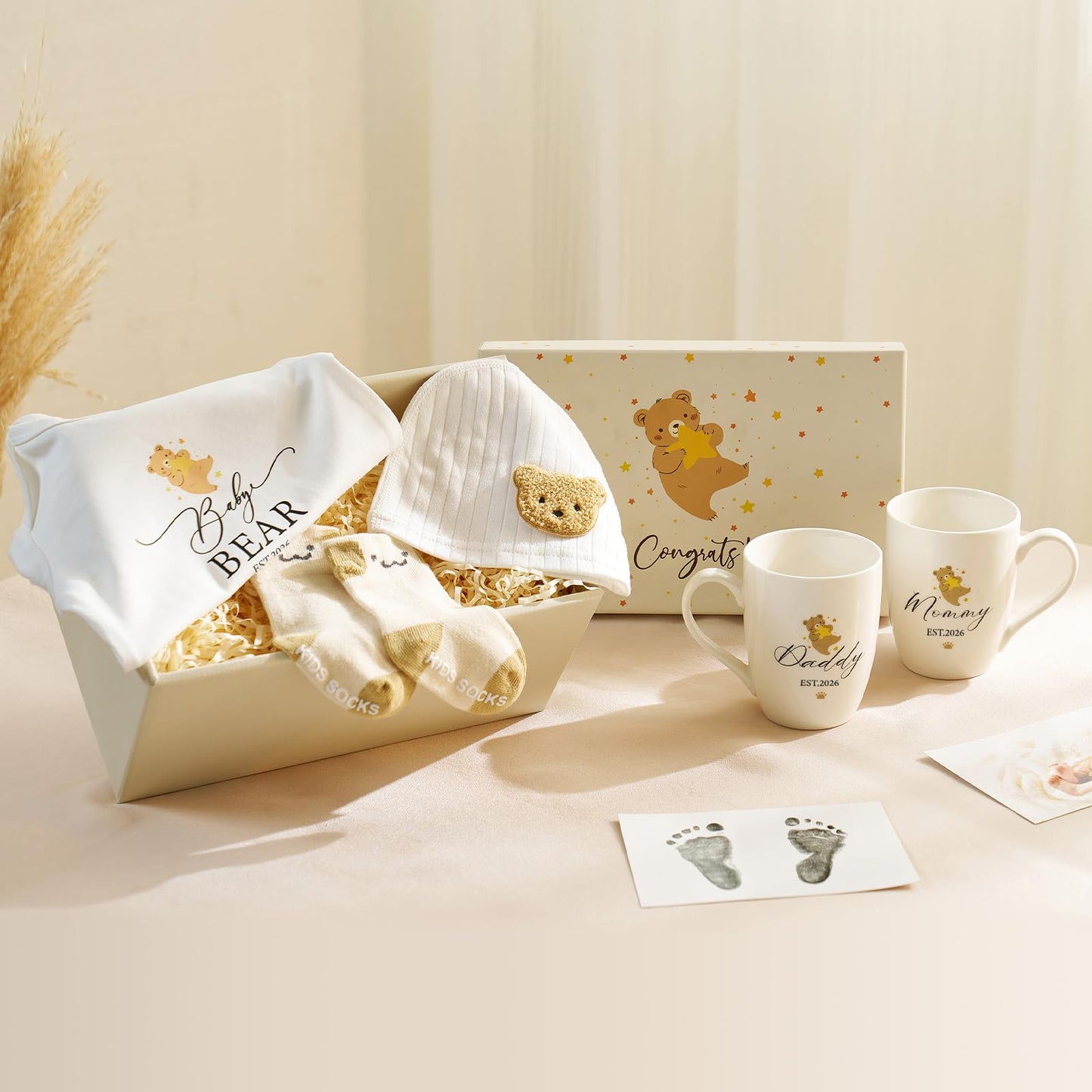 AW BRIDAL New Mom Gifts for Women 2026, New Parents Gift for Couples, Baby Gift Basket for Boys Girls Baby Shower, Gender Reveal Gifts with Mom and Dad Coffee Mugs for Parents to Be, First Time Moms
