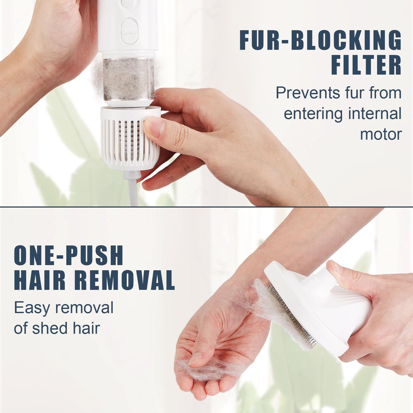 Ownpets 5 in 1 Portable Smart Pet Grooming Hair Dryer, low noise, with dehairing comb, 5 nozzles, 3-speed temperature adjustment, 3-speed wind speed, suitable for dog grooming hair dryer, suitable for home travel use