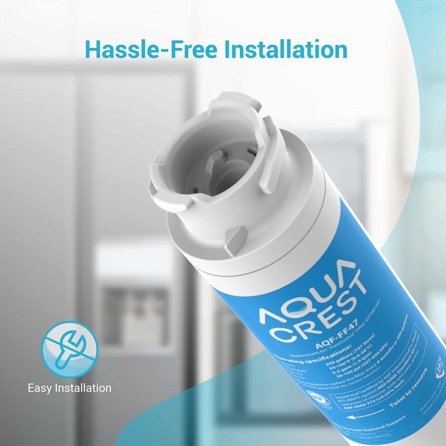 AQUACREST Refrigerator Water Filter Replacement for Frigidaire EPTWFU01® Pure Source Ultra II, FPBC2277RF, FPBG2277RF, FGHB2868TP, FFHD2250TD, FGSC2335TF, 3 Filters (Package May Vary)
