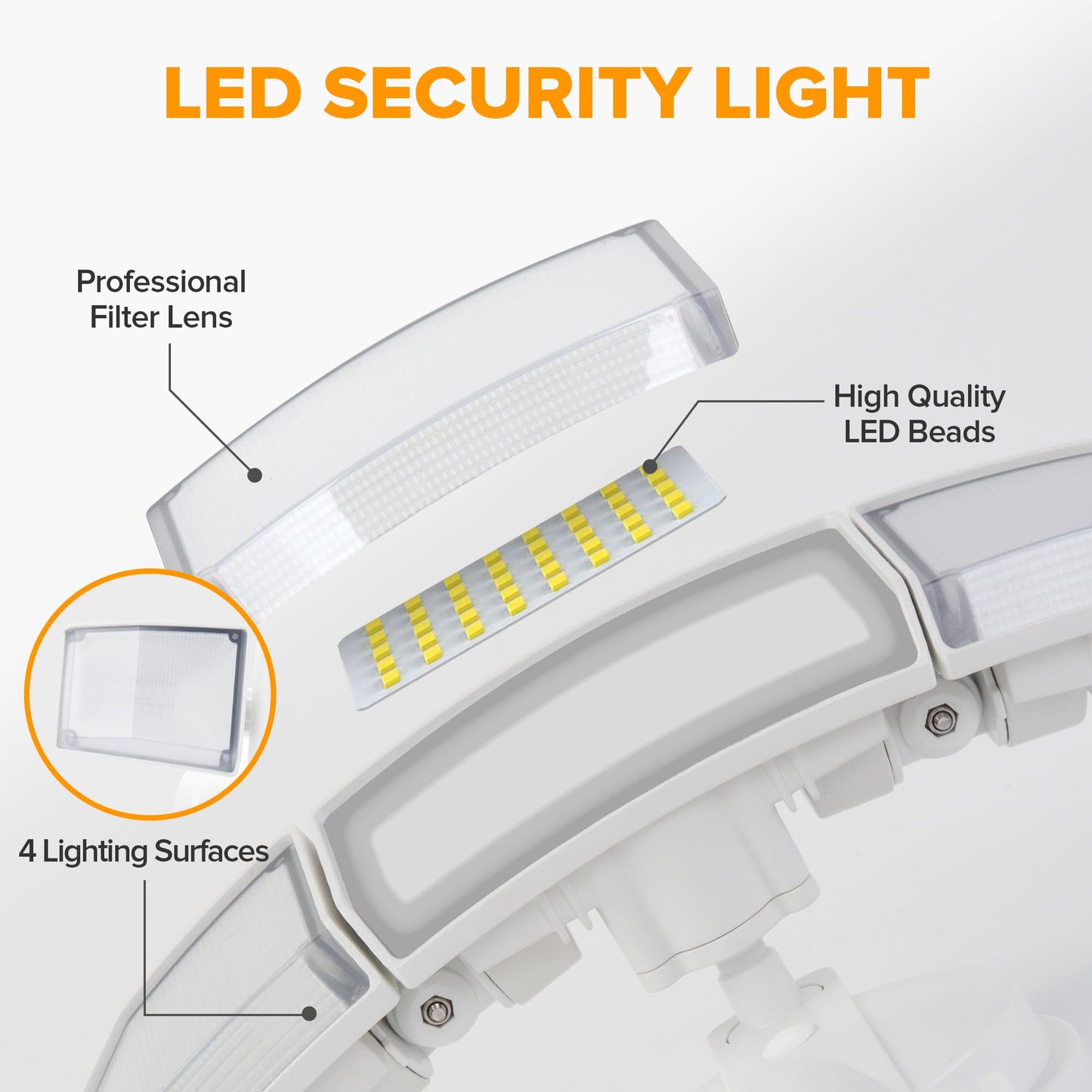 LUTEC 75W 8000 Lumen Floods Light Outdoor, Switch Controlled LED Security Lights with 3 Adjustable Heads, 5000K Daylight, IP65 Waterproof Exterior Flood Light for Garage, Yard, Patio (White) - 2 Pack