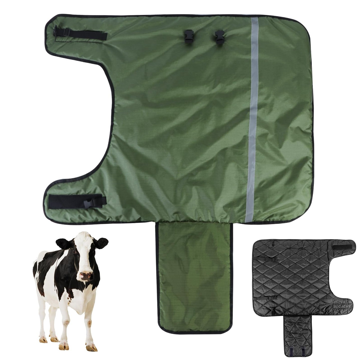 BiJiBiBog Pro Calf Blanket, Warm Clothes Saver Coat for Keep Cow Warming Thickened Belly Protection Windproof Livestock Protector (A Piece of Green)