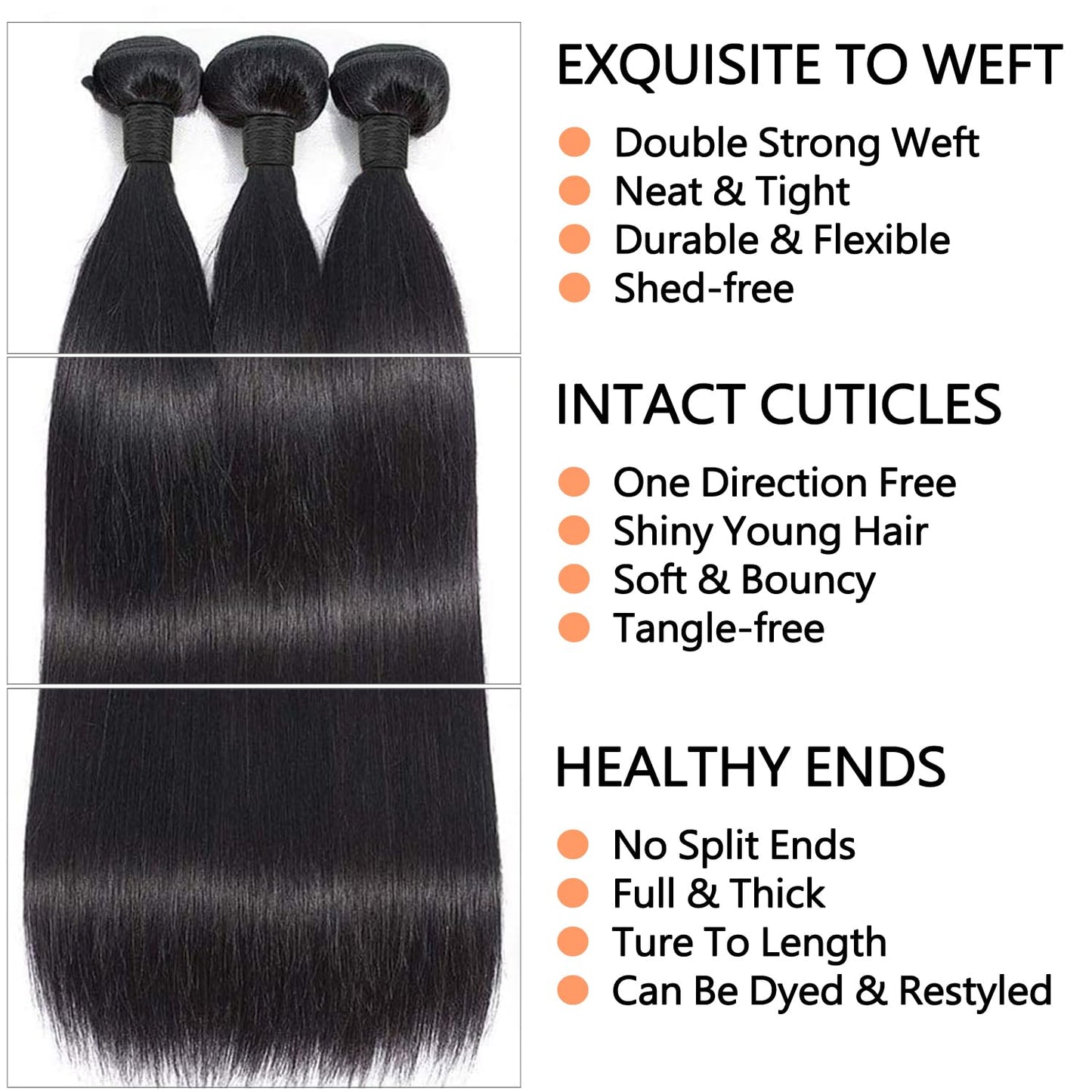 Straight Bundles Human Hair single one Bundle straight Weave Extensions 16 Inch Brazilian Unprocessed Virgin Hair Natural Color