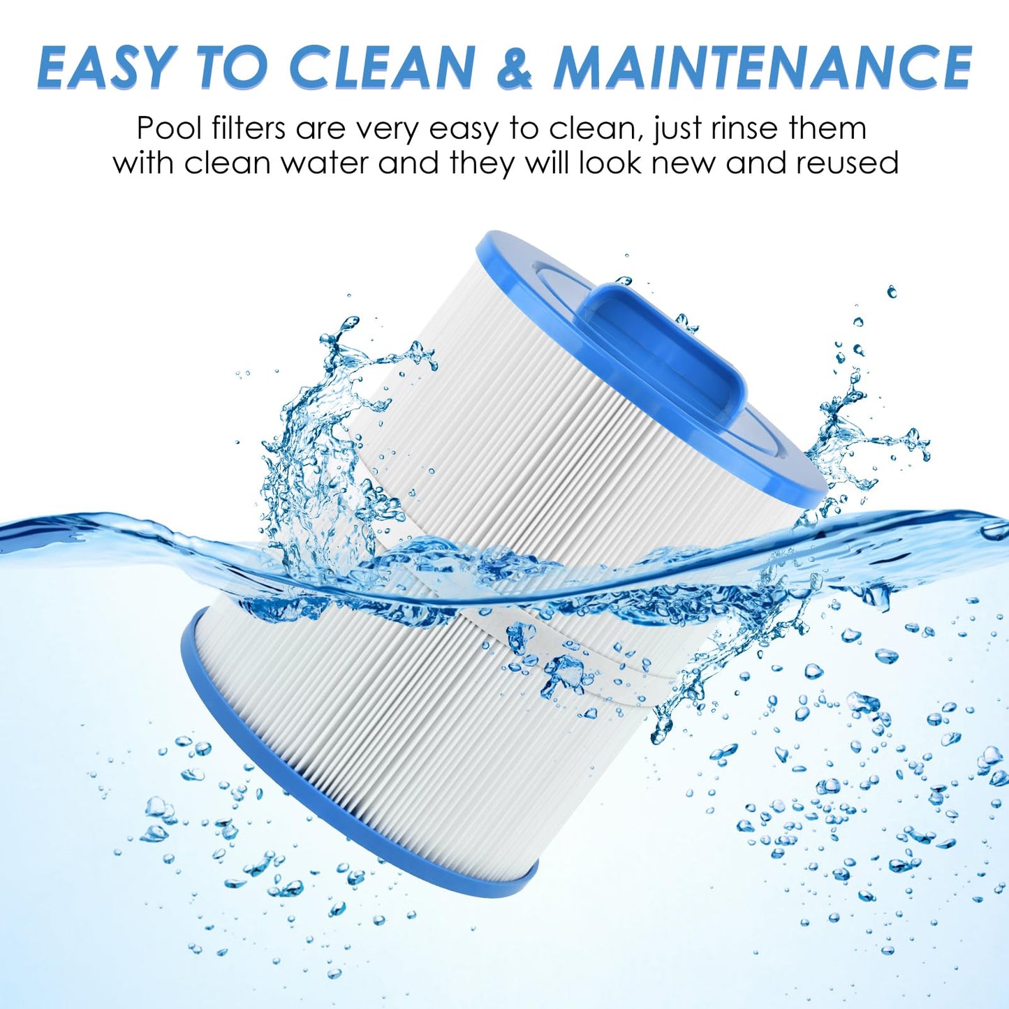 PACETAP Spa Filter Replacement for PAS50SV-F2M, 2 Pack Hot Tub Spa Filter Cartridge Compatible with Artesian Spas, Tidal Fit Swim 06-0006-12, 06-0005-12, 6CH-502, PAS50SV-F2M, FC-0311