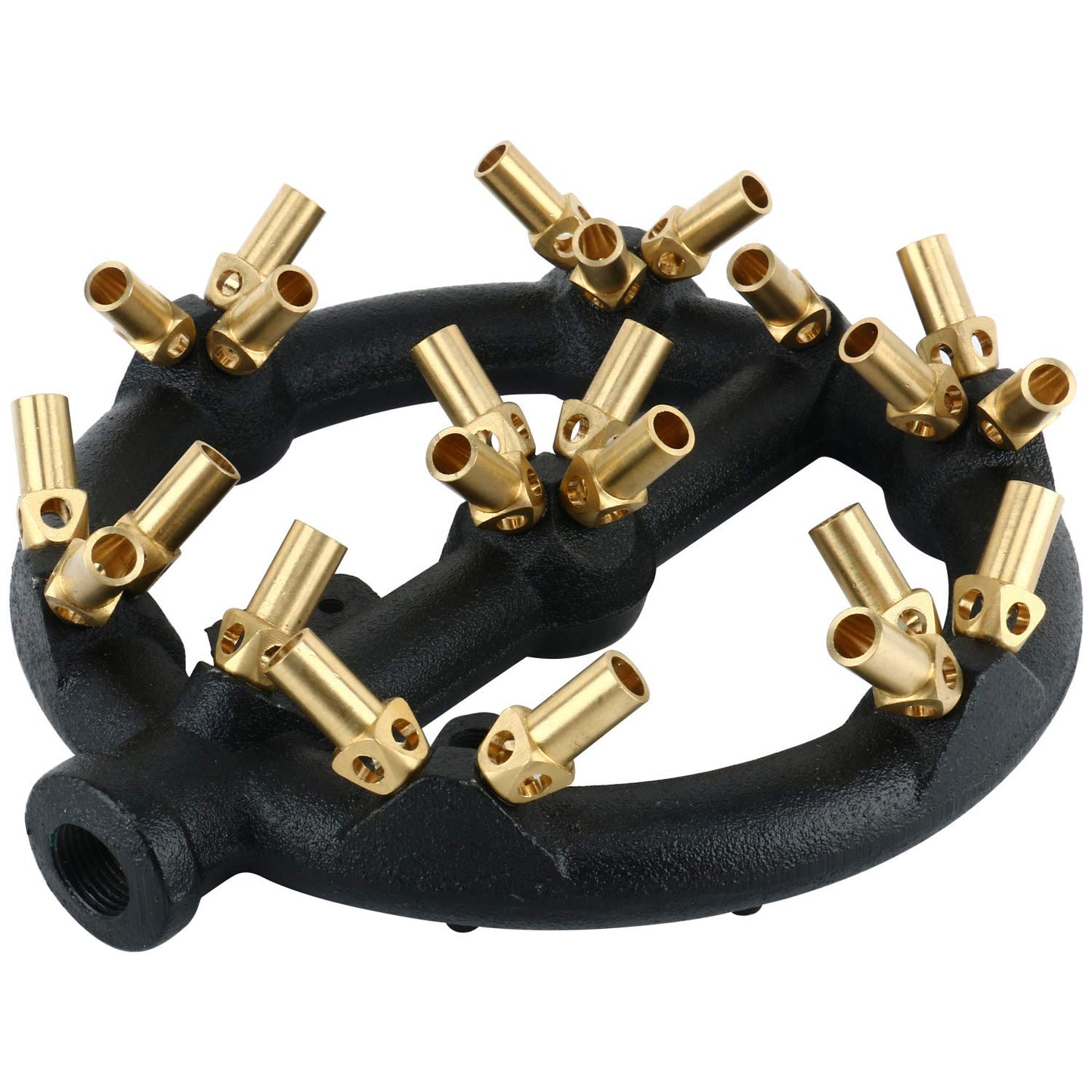 Homend Propane Gas Jet Burner for Chinese Wok Range, Grilling, Stir Fry - Cast Iron Body Round Nozzle Jet Burner with 23 Brass Tips - Up 100,000 BTU (Propane Gas, 23 Tips, 0.5mm Hole)