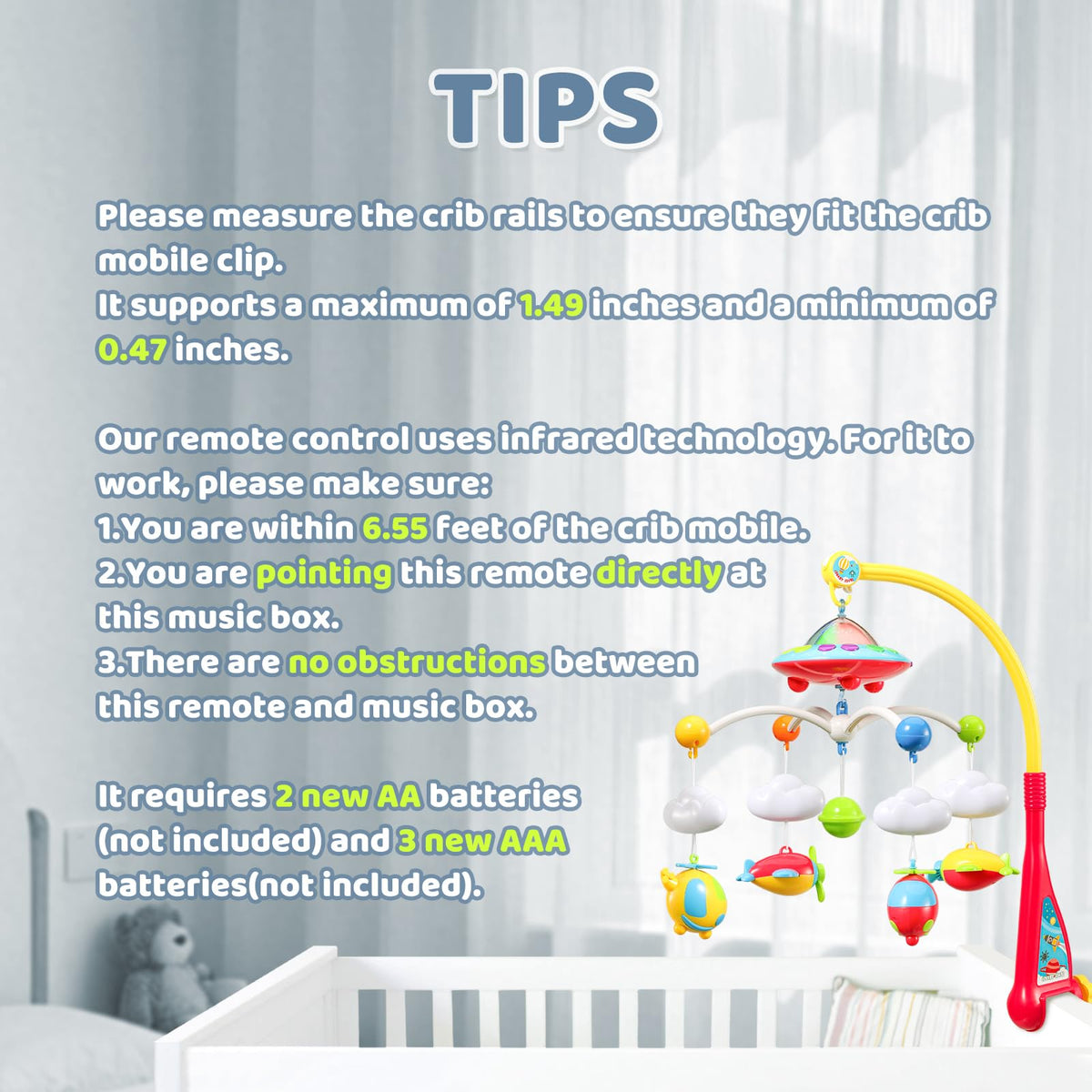 BOBXIN Baby Mobiles for Crib, Crib Mobile with Projector and 108 Melodies Music, Crib Toys with Remote Control and Hanging Rattles Rotating,Toy for Newborn and Baby Boy Girl