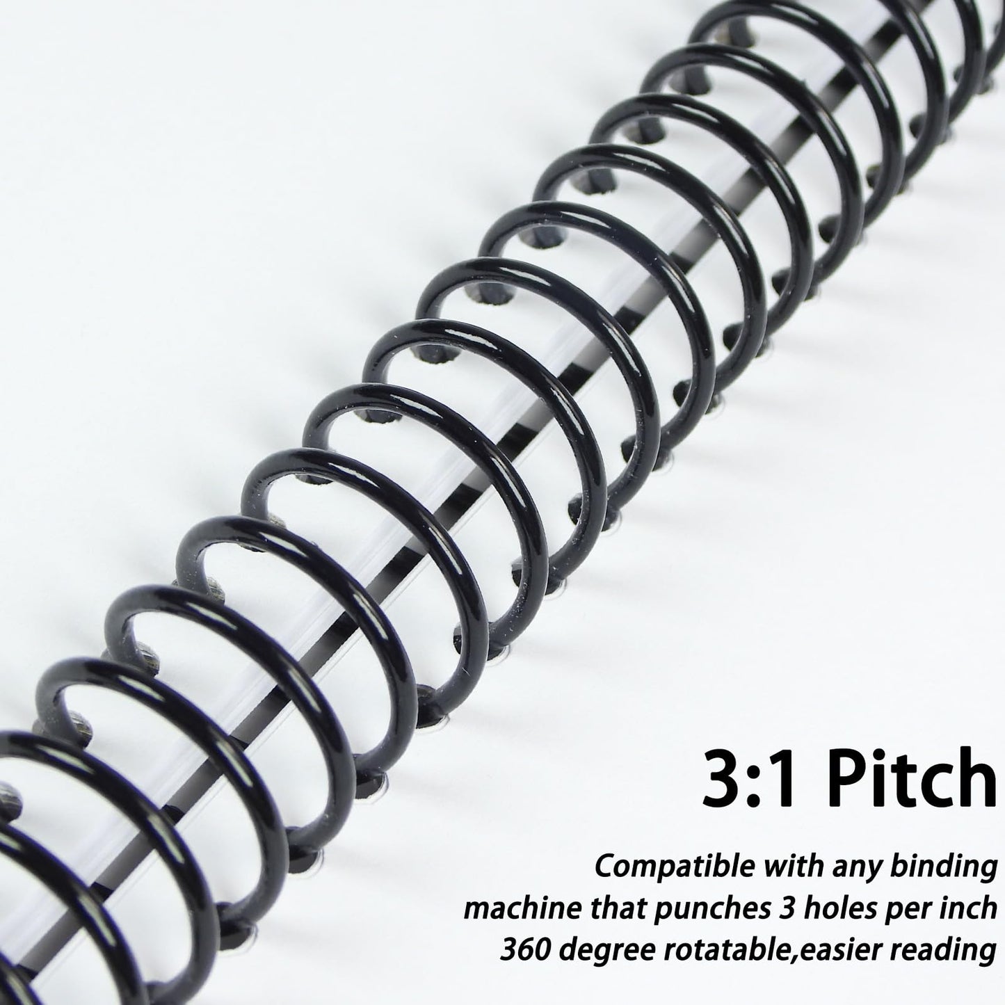 Rayson 19mm Plastic Spiral Coil Binding 3:1 Pitch, 3/4 inch, 160 Sheets Capacity Black Coil Binding Spines - Versatile for Office and Educational Tasks, Pack of 50