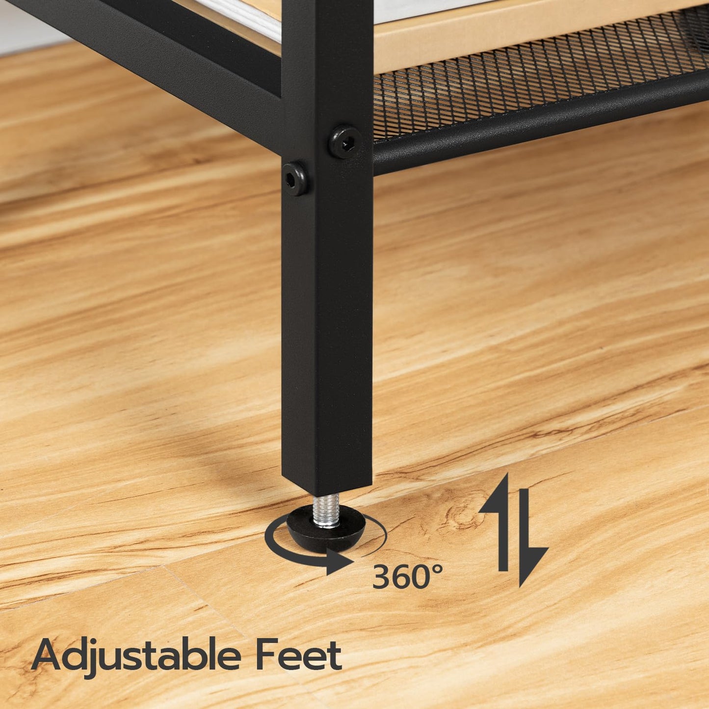 HOOBRO Tall Side Table, Industrial End Telephone Table with Adjustable Mesh Shelves, Small Entryway Table, Laptop Table for Office, Hallway, Living Room, Rustic Brown and Black BF03DH01