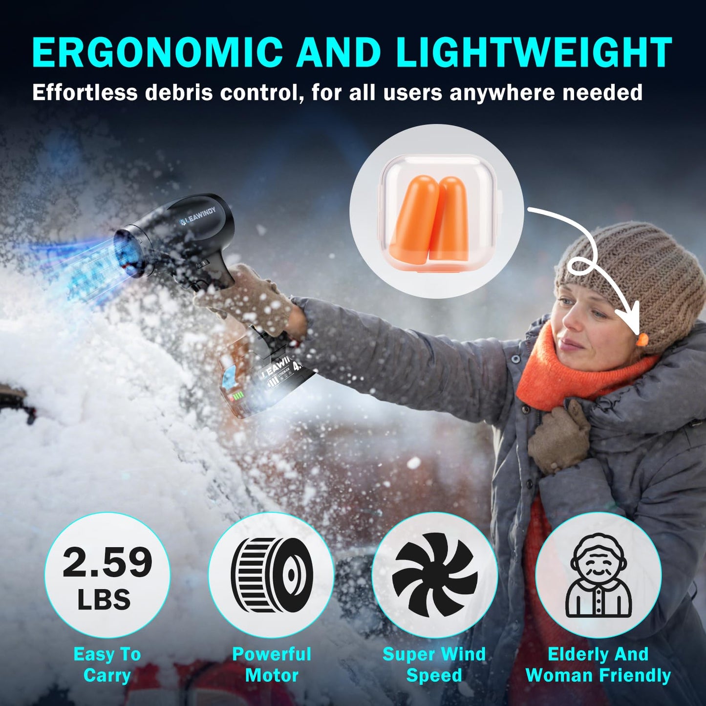 Cordless Leaf Blower with 6 Speed Mode, 800000RPM Handheld Leaf Blower, Lightweight Mini Turbo Jet Blower with 1 X 4.0Ah Batteries and Charger, Rechargeable Leaf Blowers for Lawn Care, Patio, Car